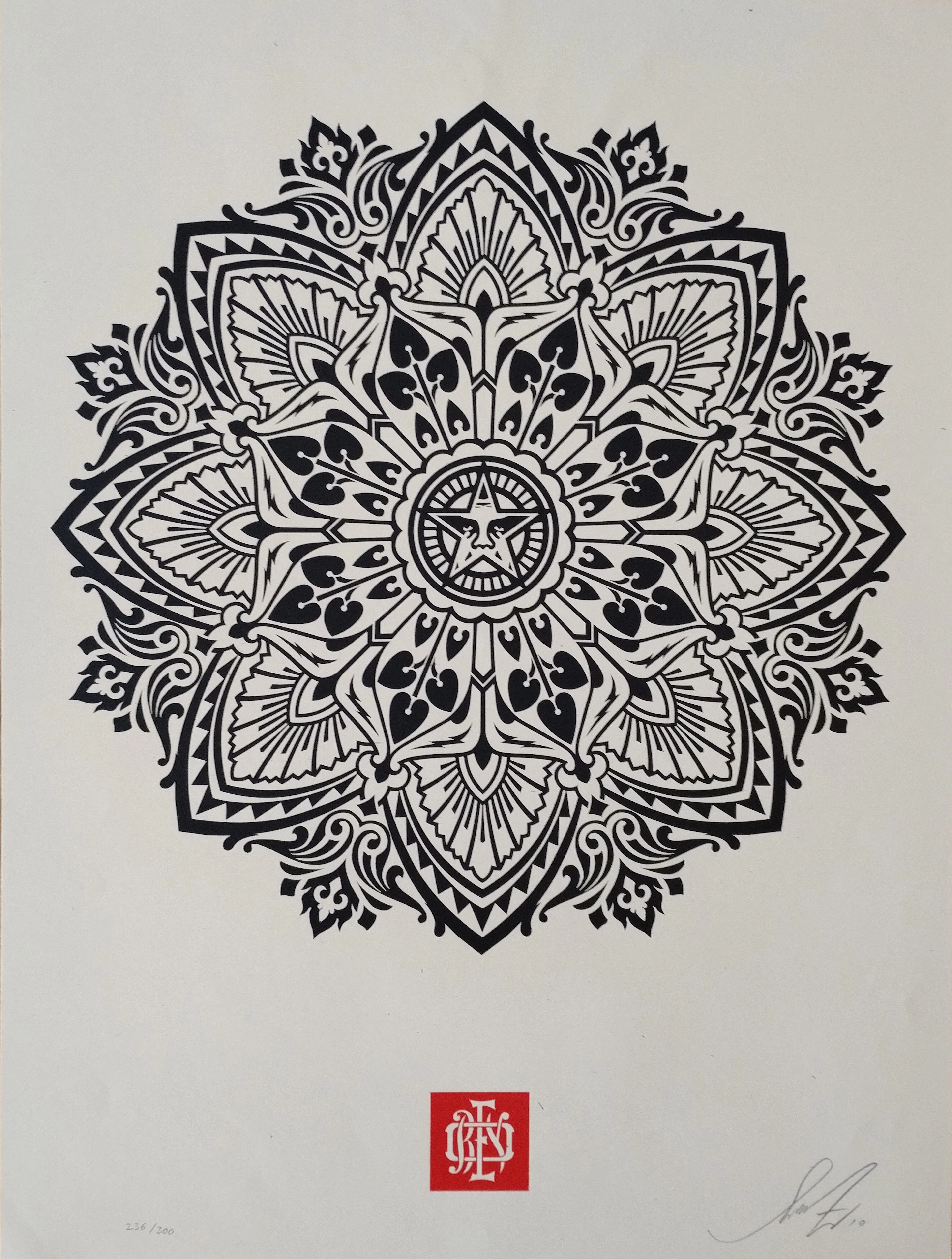 Shepard FAIREY (Obey) - Mandala Ornament Black - Sérigraphie signée