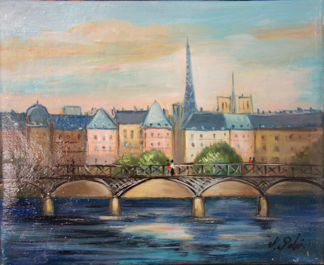 Michel PABOIS - La passerelle des Arts - Huile sur toile signée