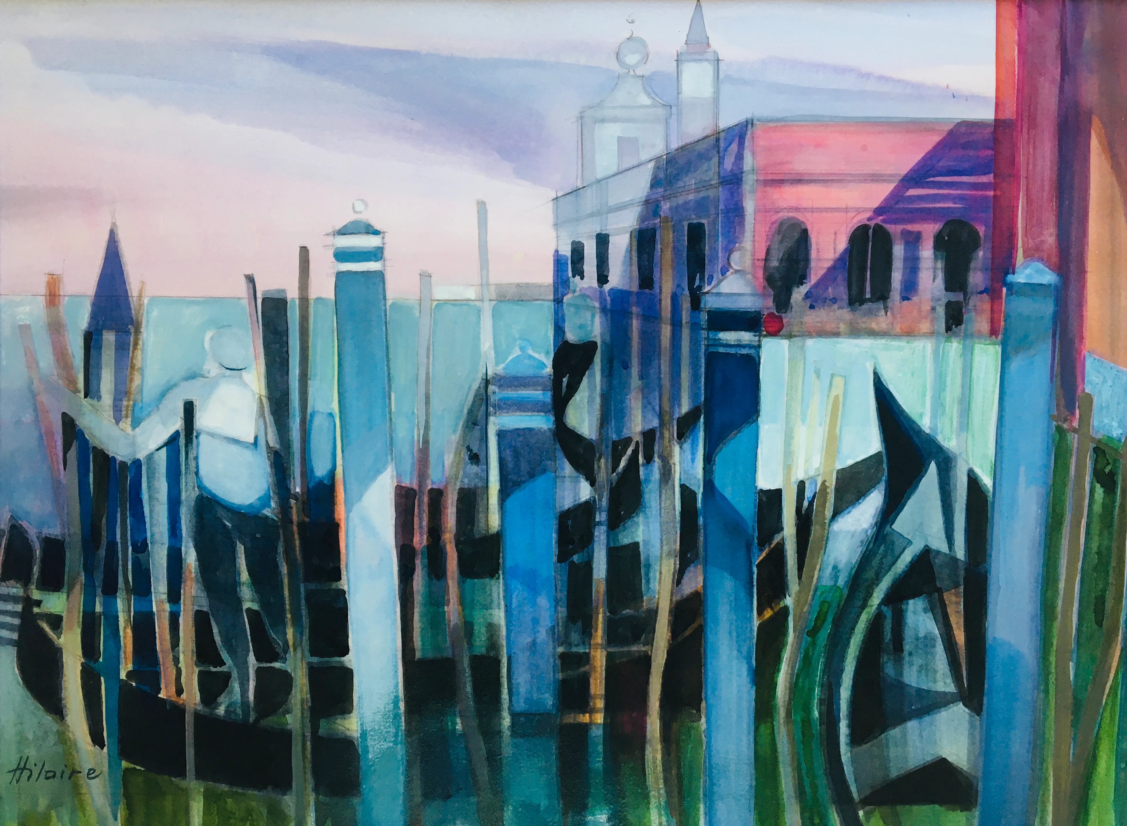 Camille HILAIRE - Gondolier devant la Punta della Dogana, Venise
