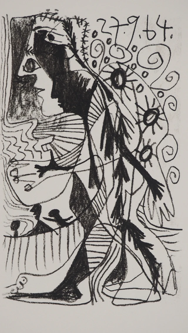 Pablo PICASSO : Le Goût du Bonheur, Portrait cubiste, Lithographie