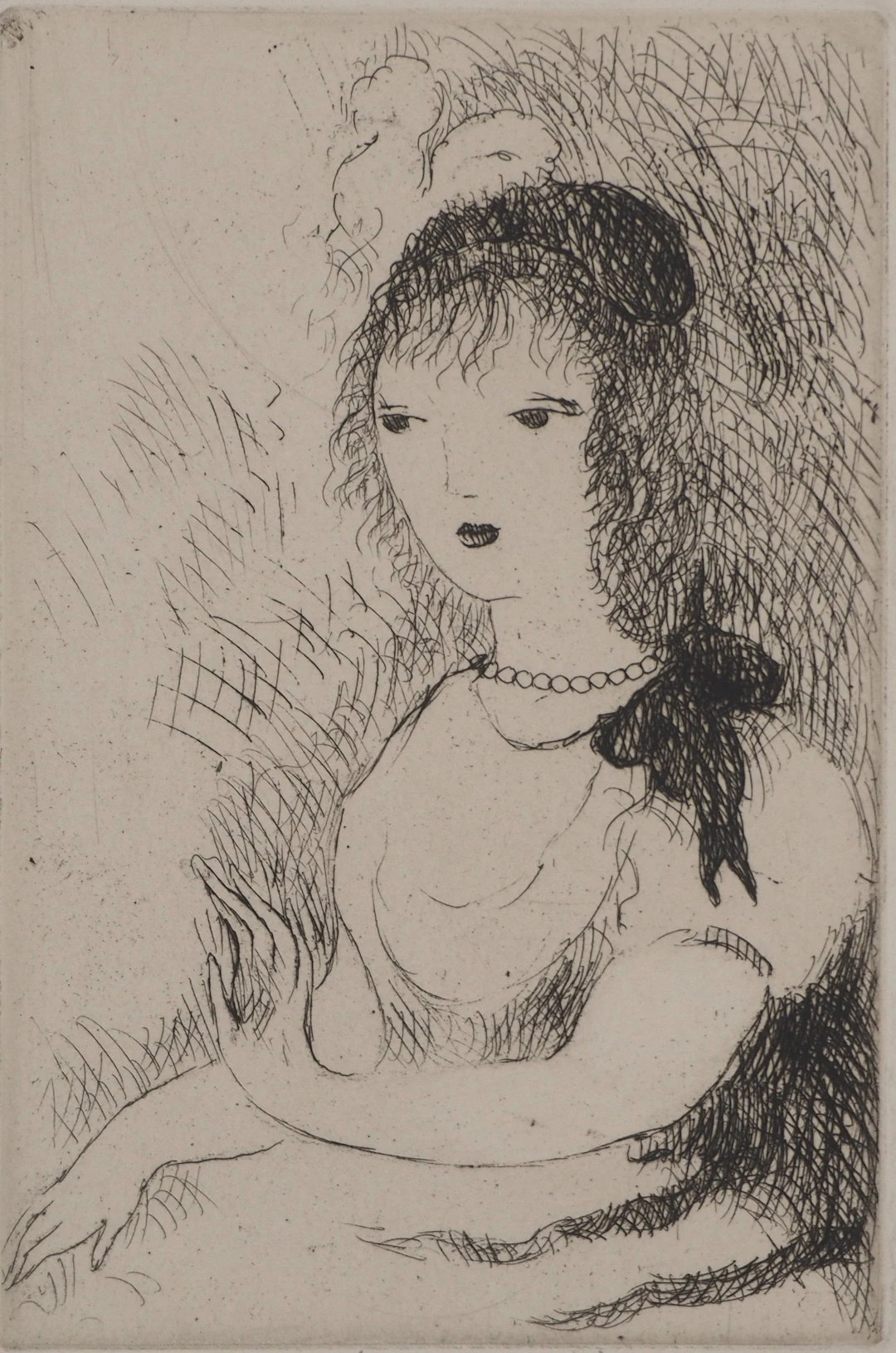 Marie LAURENCIN : Jeune fille au ruban, Gravure originale signée