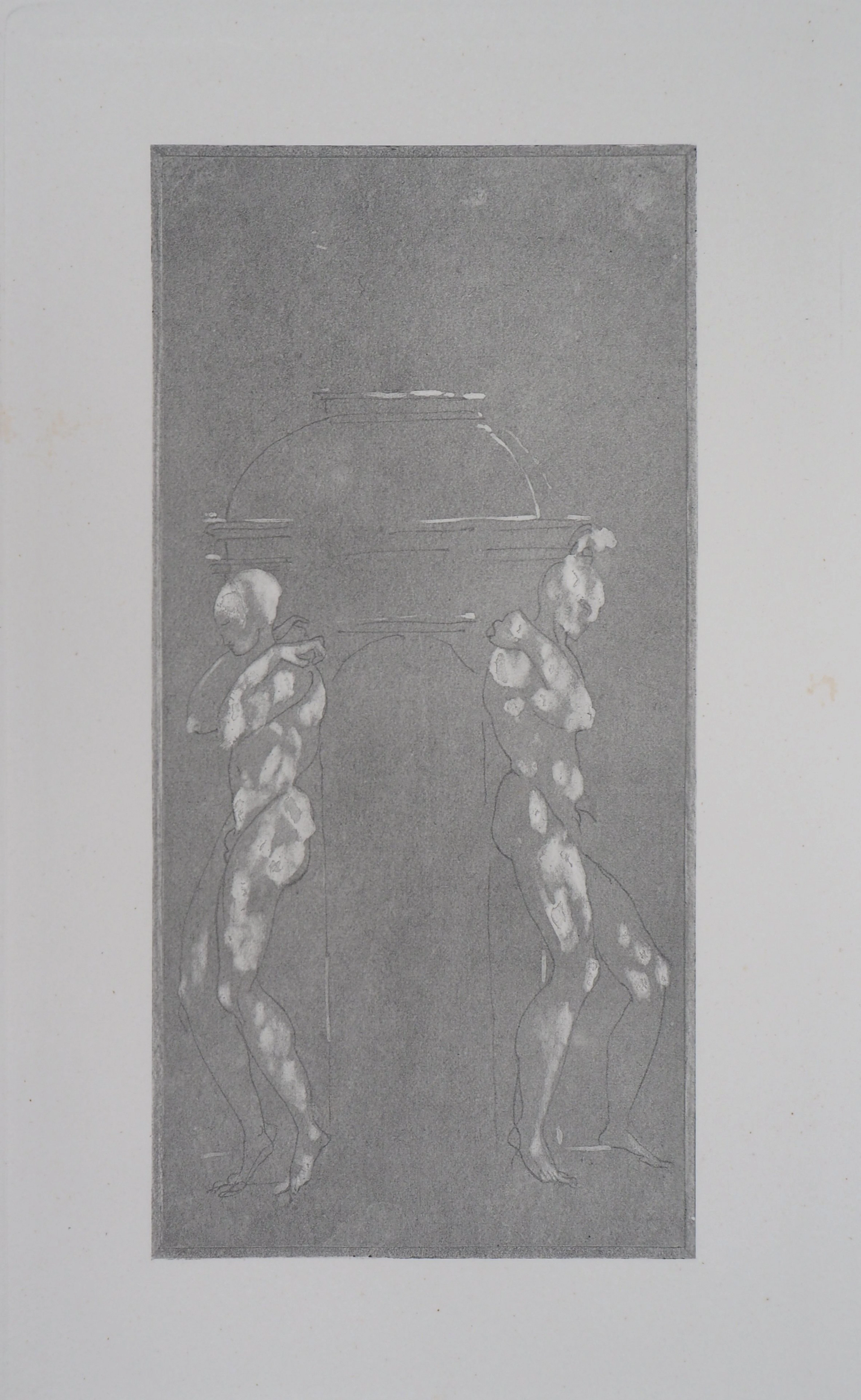 Auguste RODIN : Figures supportant un piédestal, Gravure