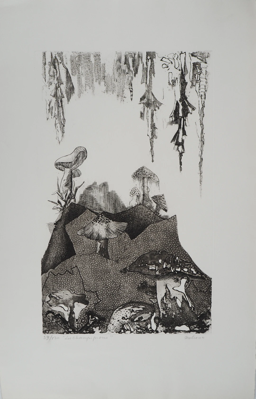 Madeleine MELSONN, Les champignons, v. 1970-80 - Gravure sur cuivre