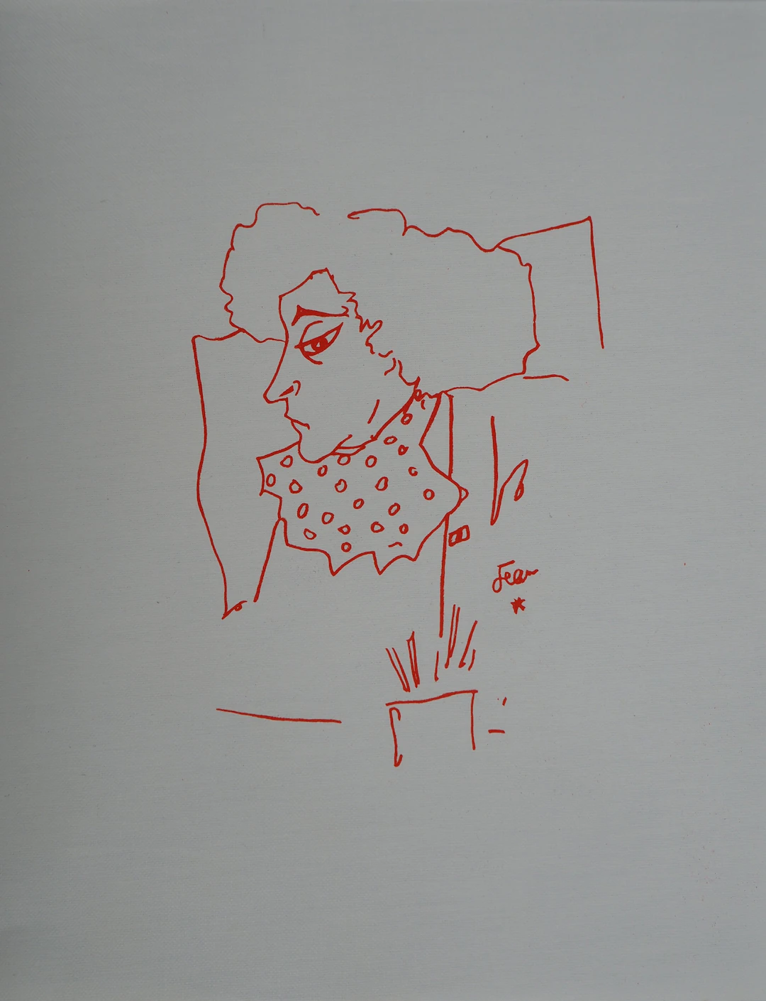 Jean COCTEAU : Portrait de Colette, Lithographie originale signée