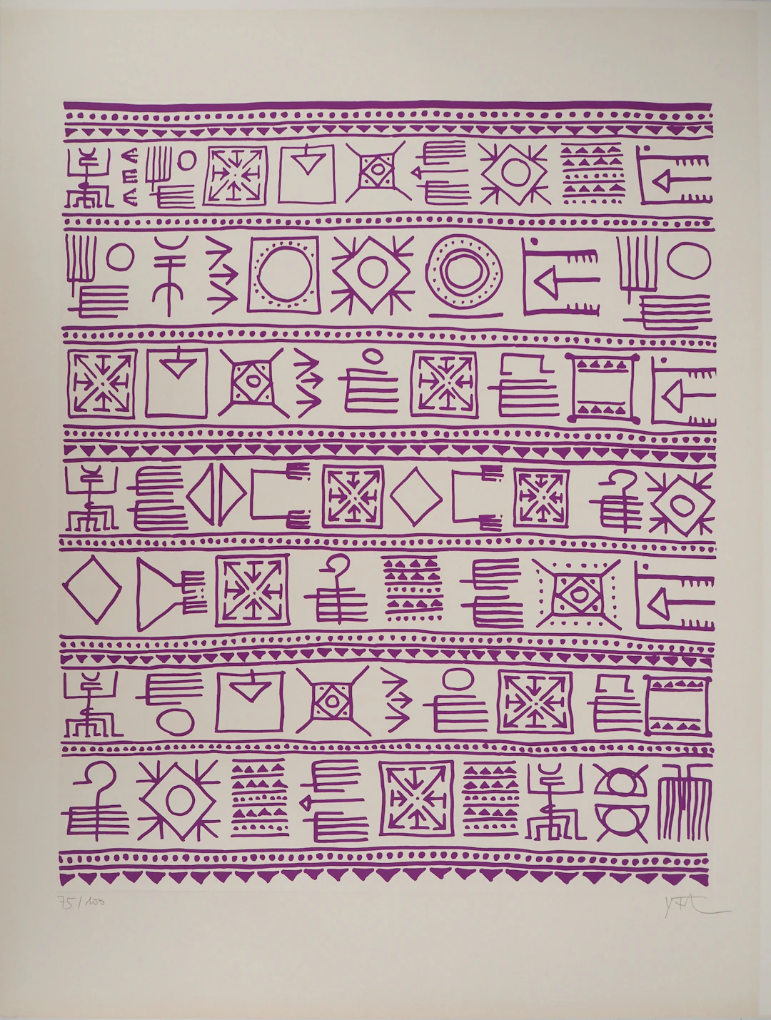Yona FRIEDMAN : Pictogrammes de la Genèse (Mauve), Sérigraphie originale signée