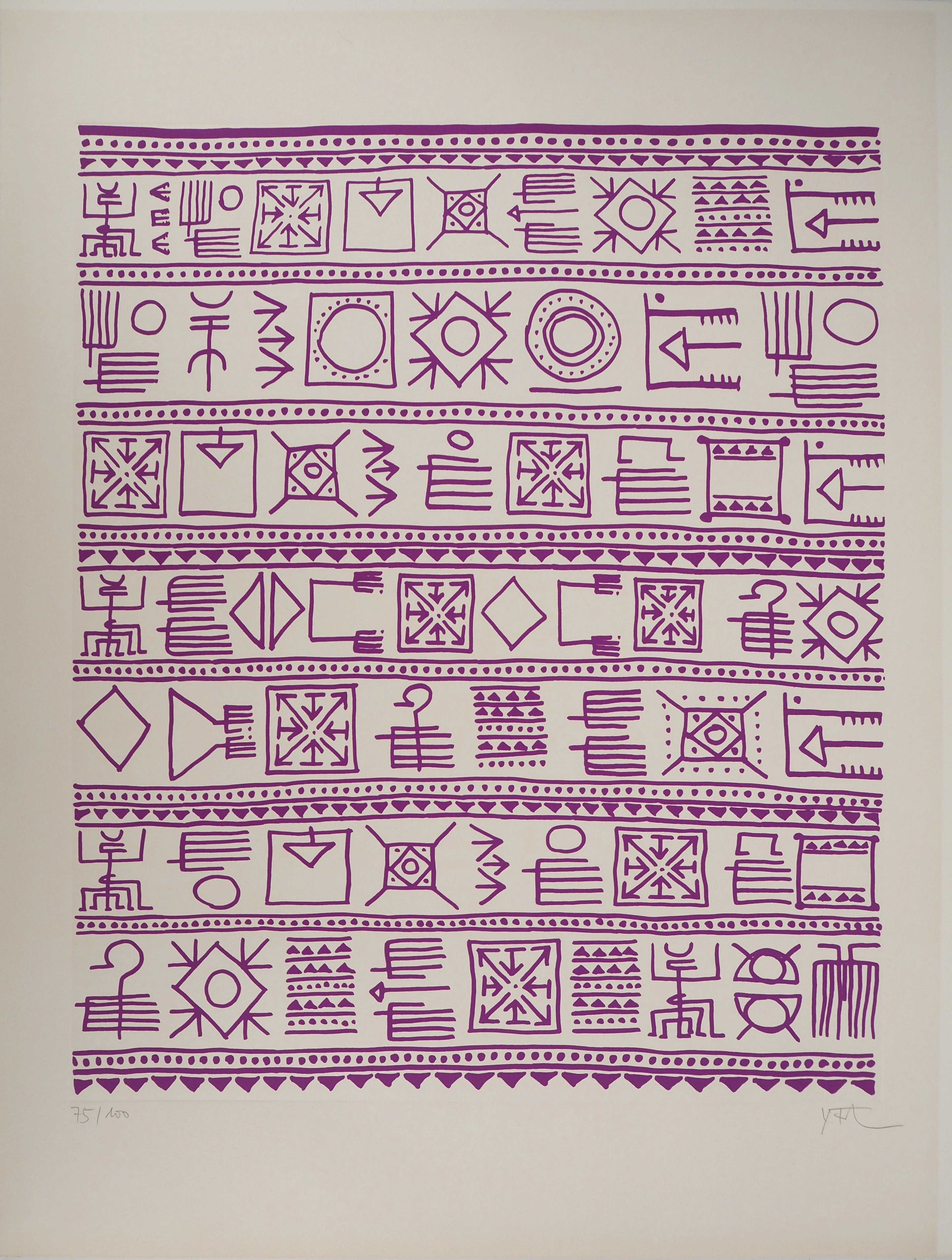 Yona FRIEDMAN : Pictogrammes de la Genèse (Mauve), Sérigraphie originale signée