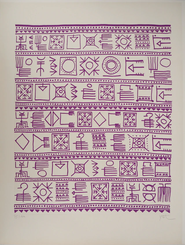 Yona FRIEDMAN : Pictogrammes de la Genèse (Mauve), Sérigraphie originale signée