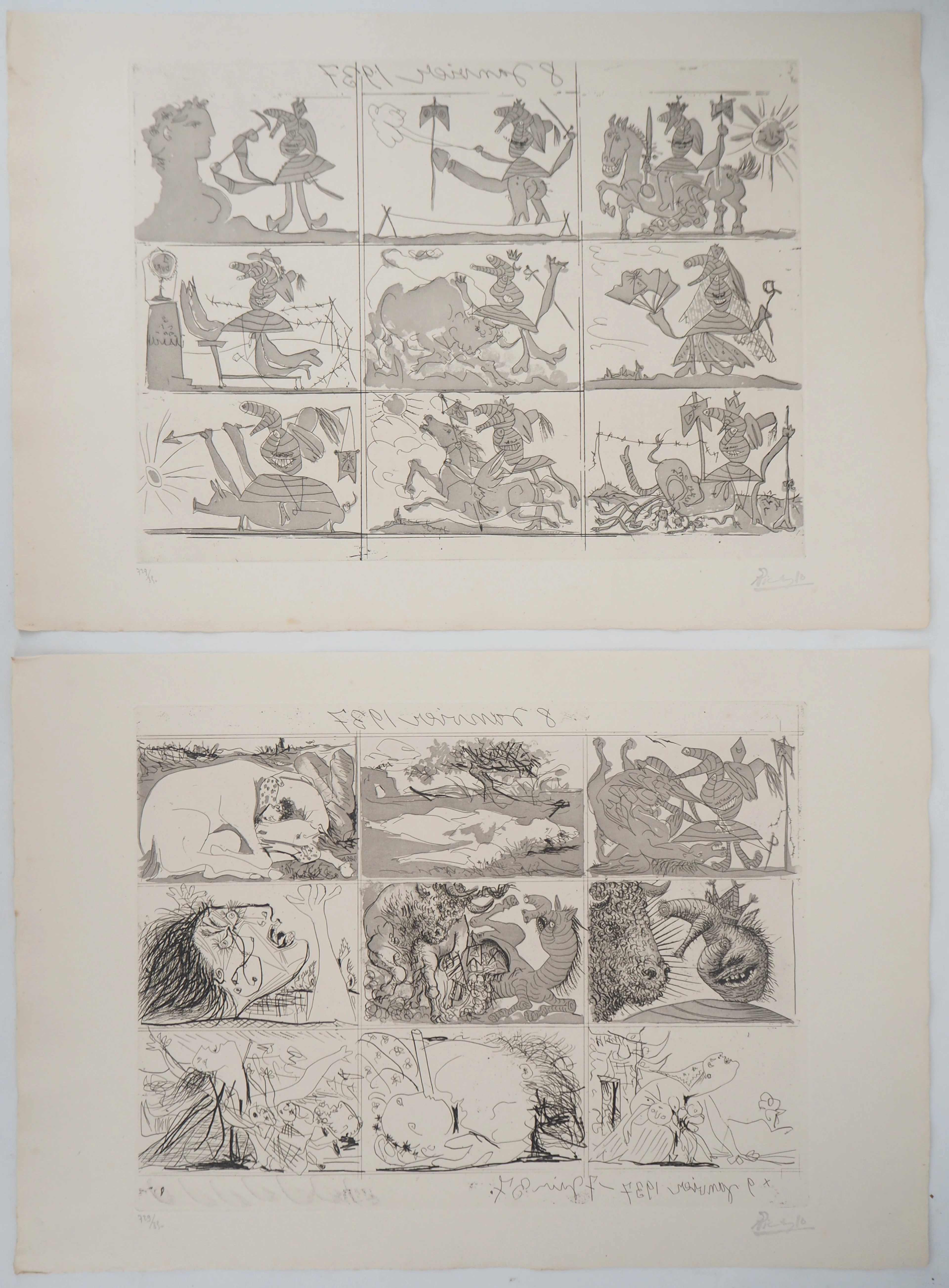 Pablo PICASSO - Sueno y Mentira de Franco - Ensemble de 2 gravures