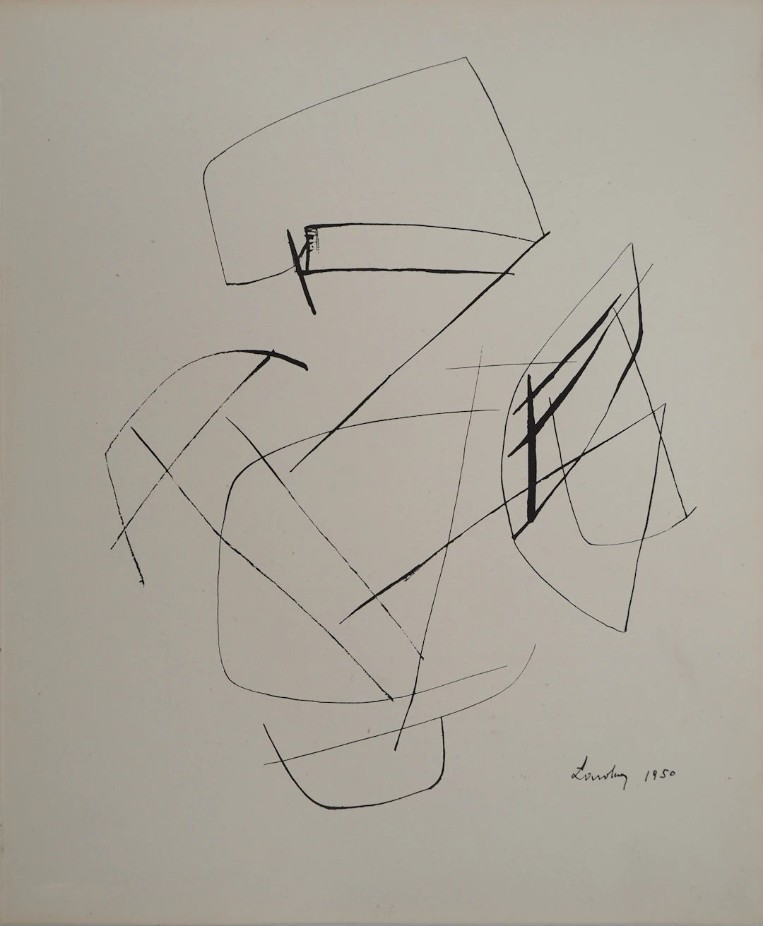Berto LARDERA : Tracés abstraits, Lithographie et pochoir signée