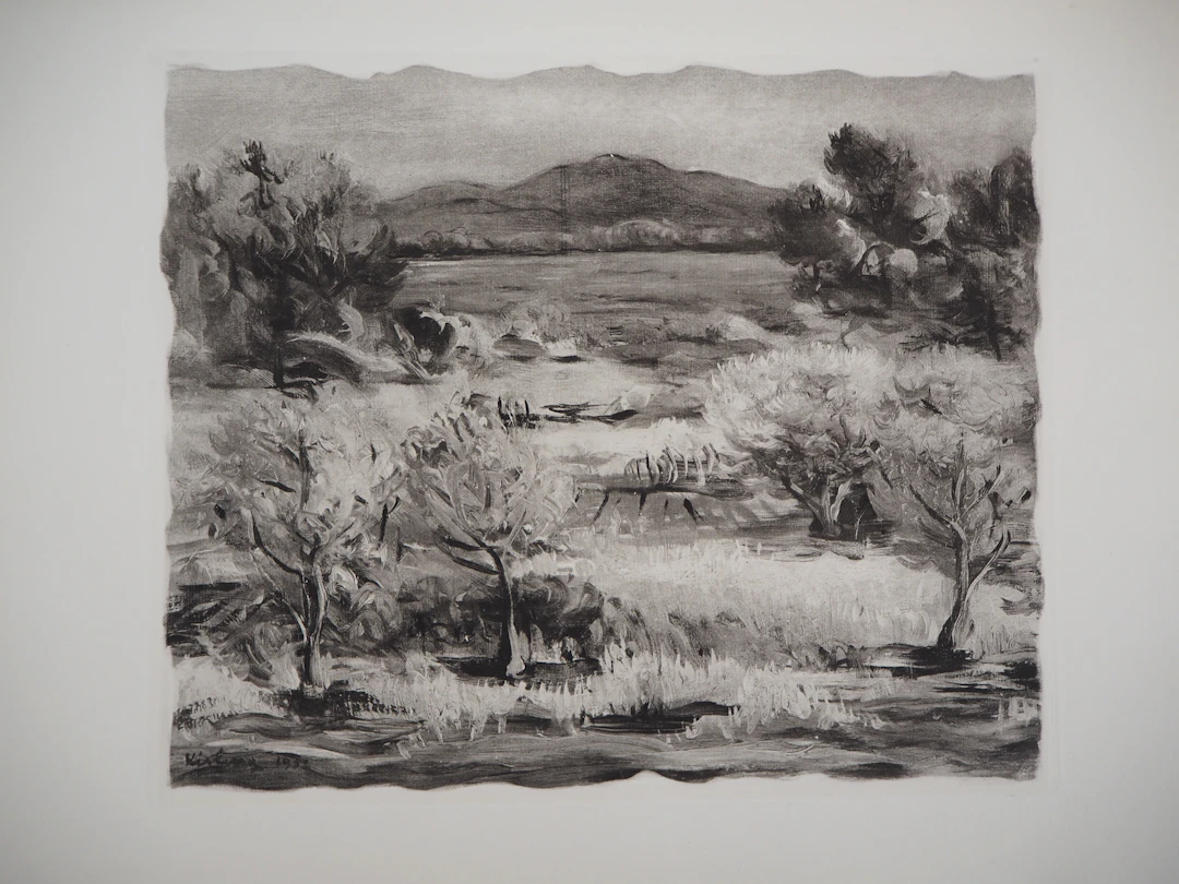 Moïse KISLING : Paysage provençal - Gravure Originale