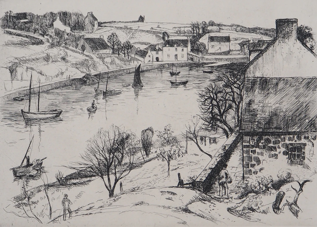 Eugène CORNEAU : Le vieux pignon - Gravure Originale Signée, 1946