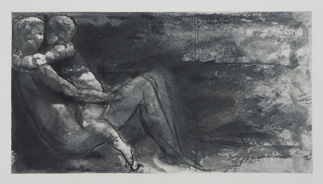 Auguste RODIN : Femme et enfant allongés, Gravure