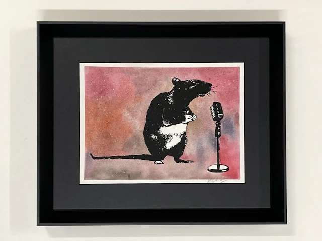 Blek Le Rat - Le Crooner 2026 - Aquarelle et gouache sur sérigraphie