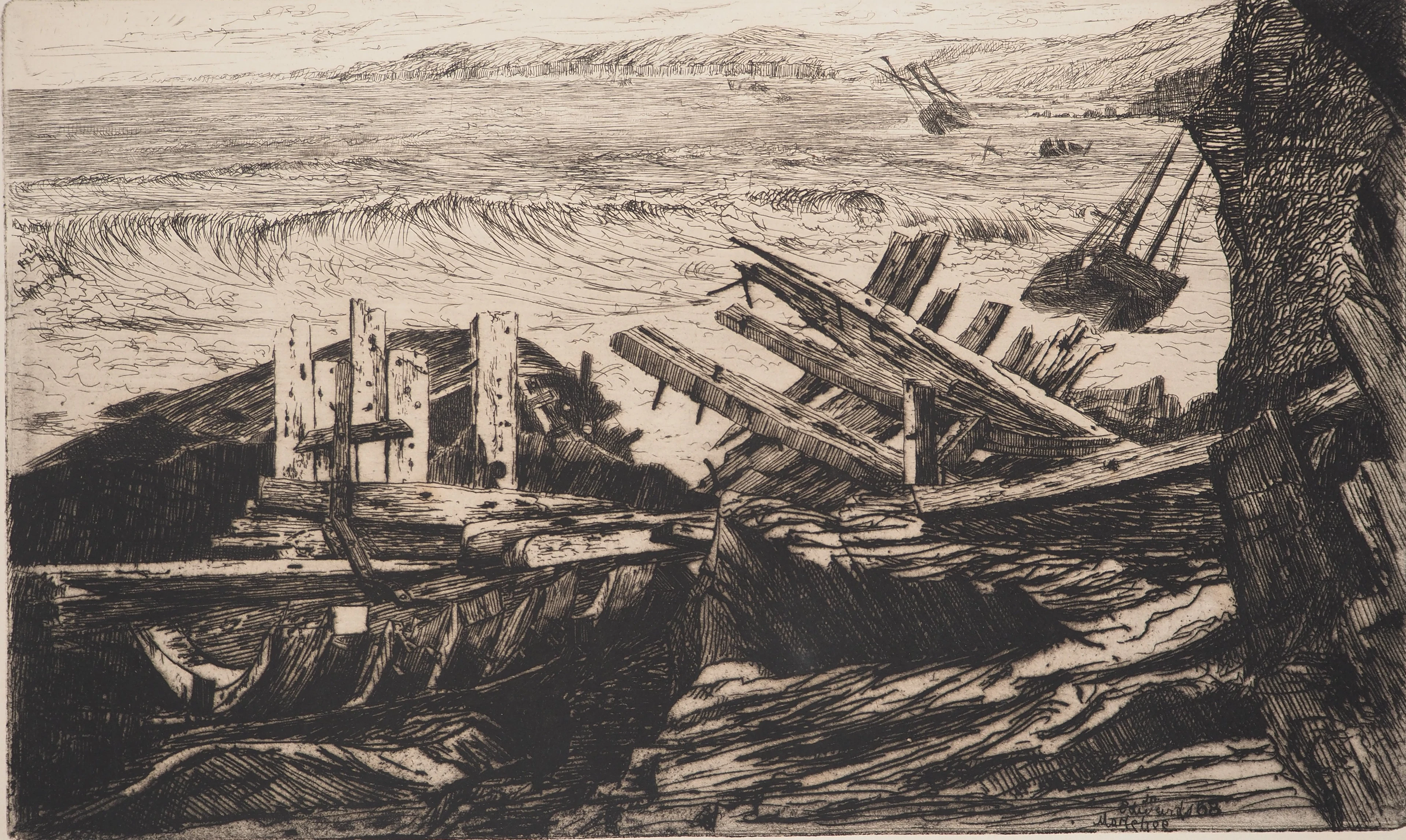 Edwin EDWARDS : La Sulina, Gravure originale signée