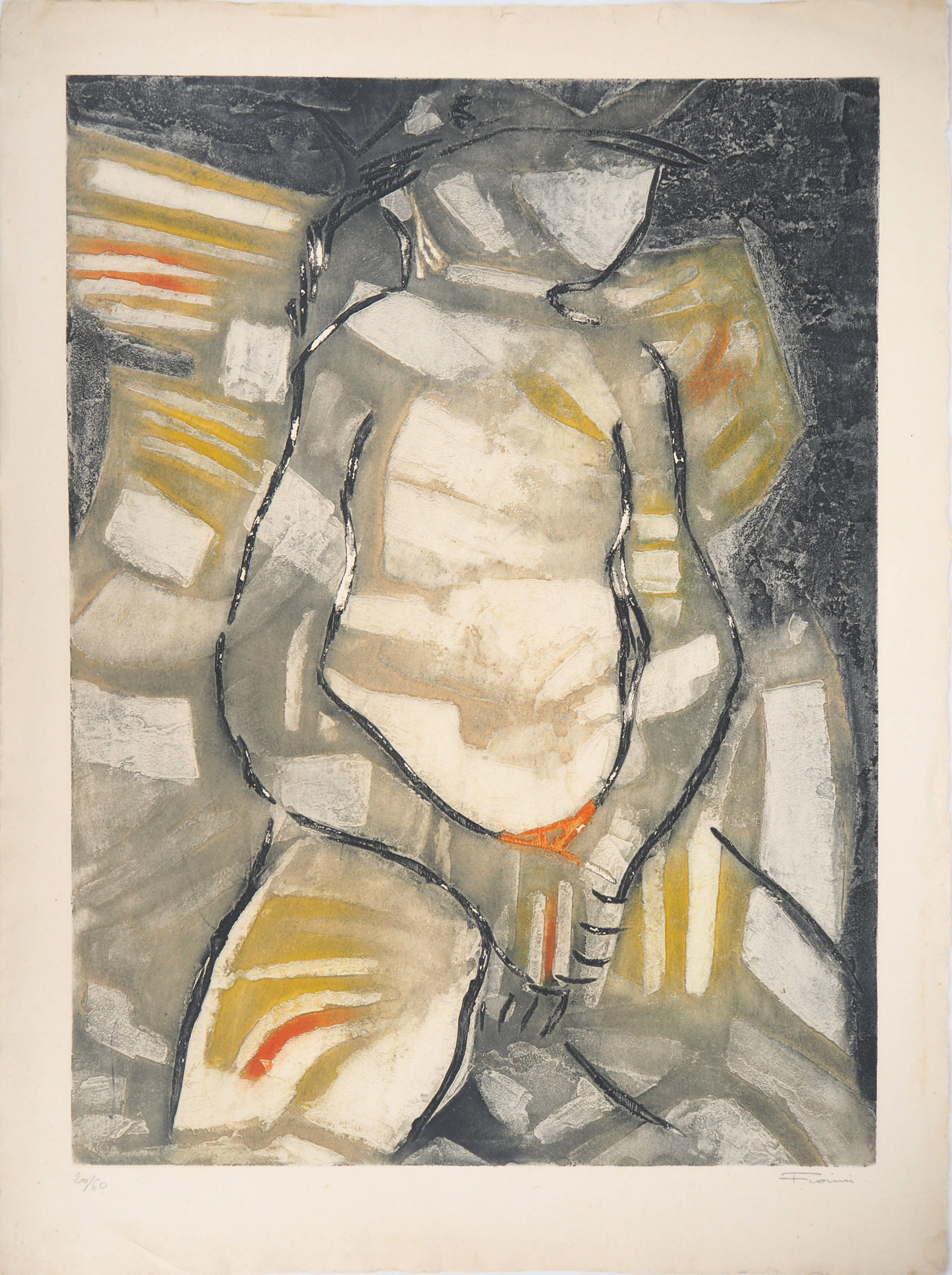 Marcel FIORINI - Femme assise - Gravure originale signée