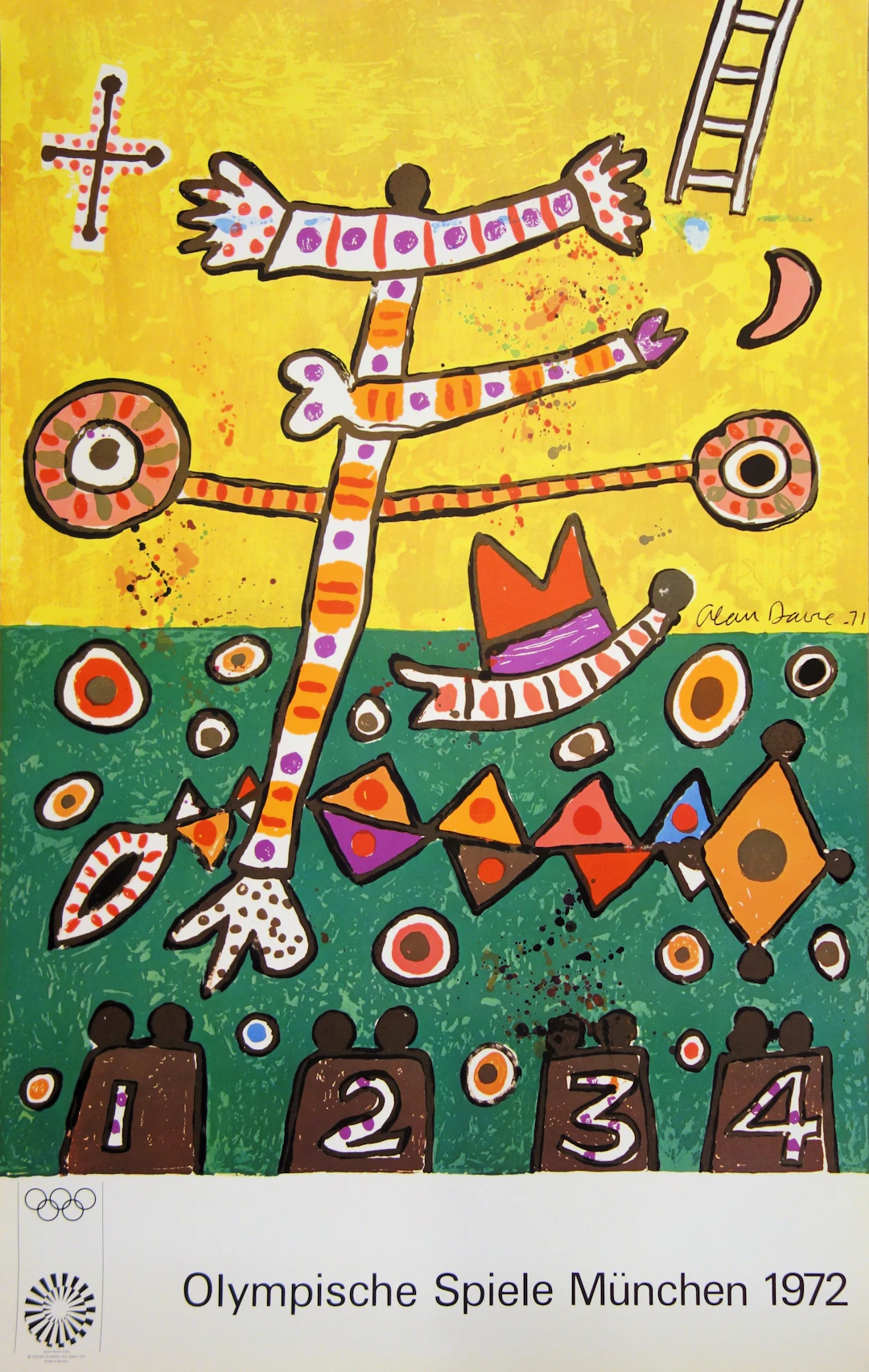 Alan DAVIE - Fête du sport - Lithographie signée 1972
