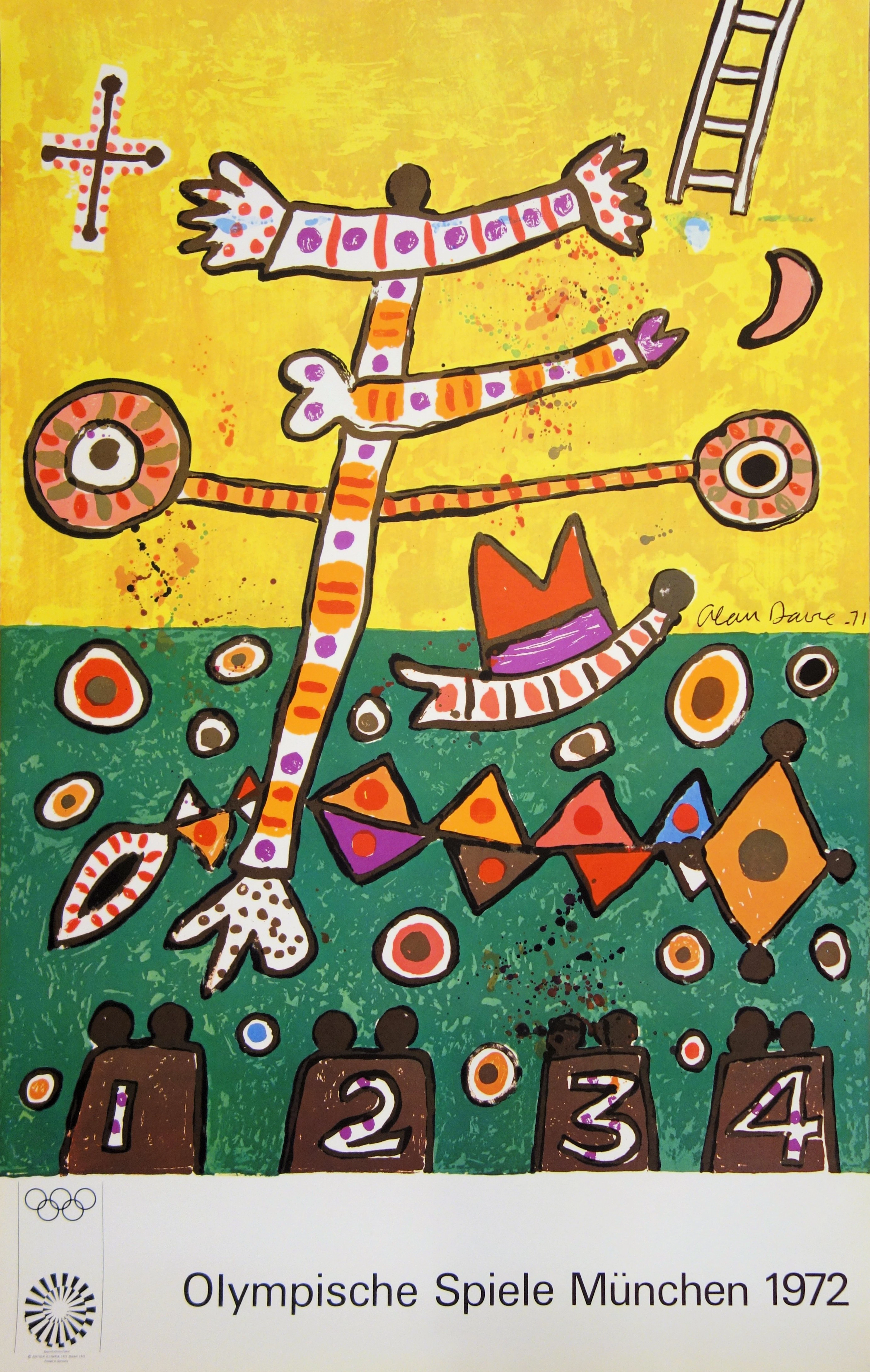 Alan DAVIE - Fête du sport - Lithographie signée 1972