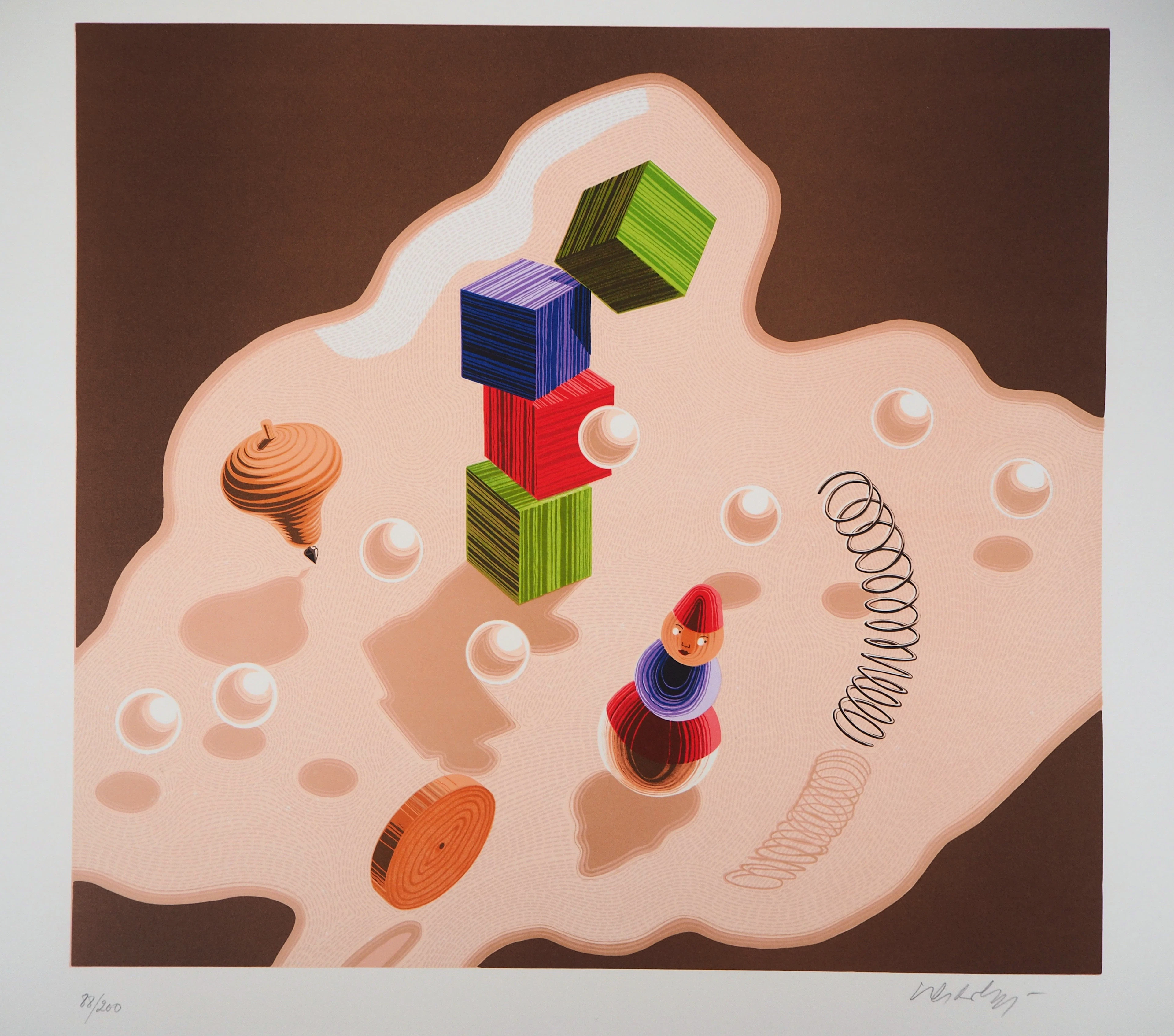 Victor VASARELY : Composition cinétique aux jouets - Lithographie