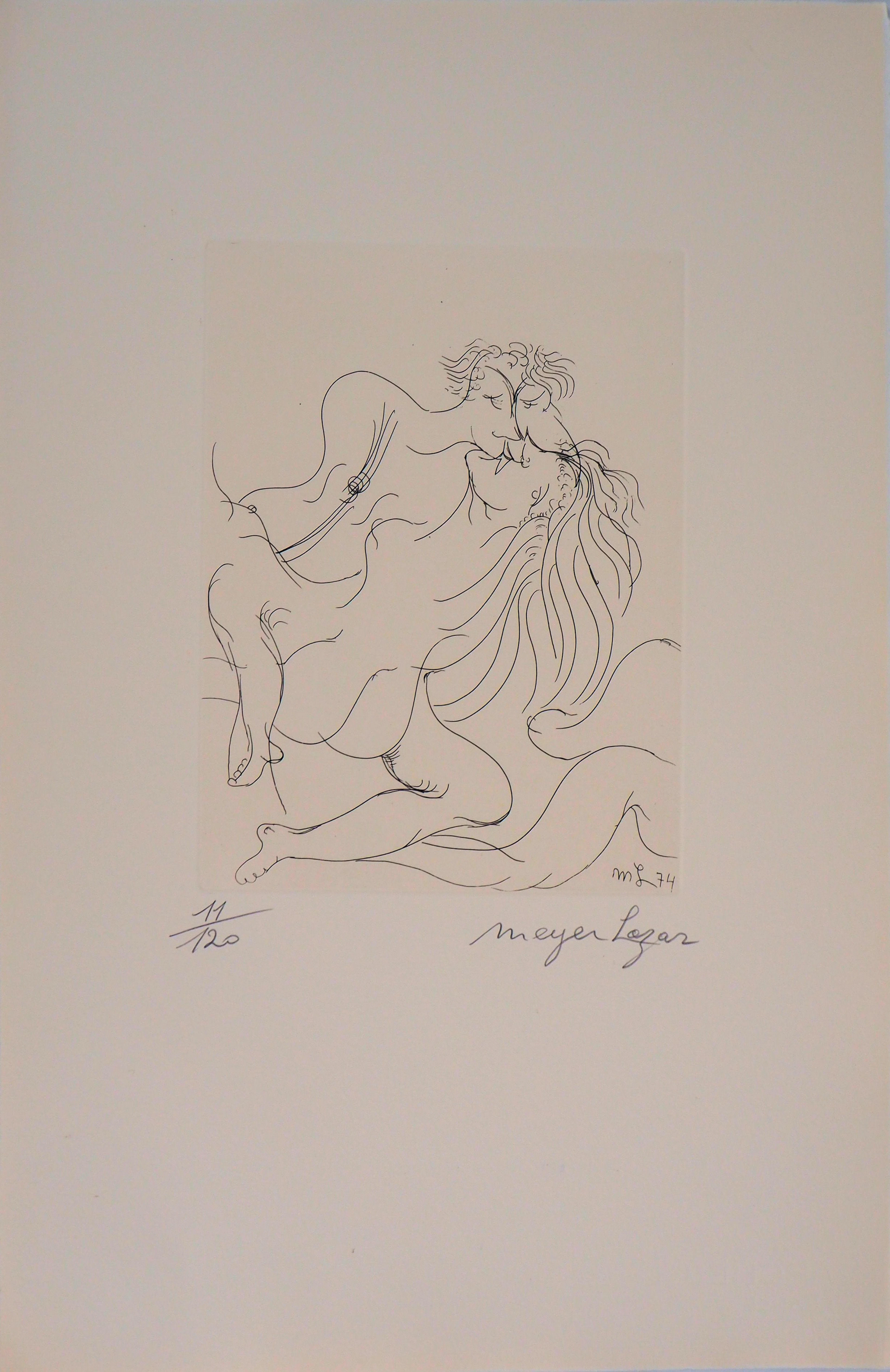 Meyer LAZAR : Amour renversant, Gravure originale signée