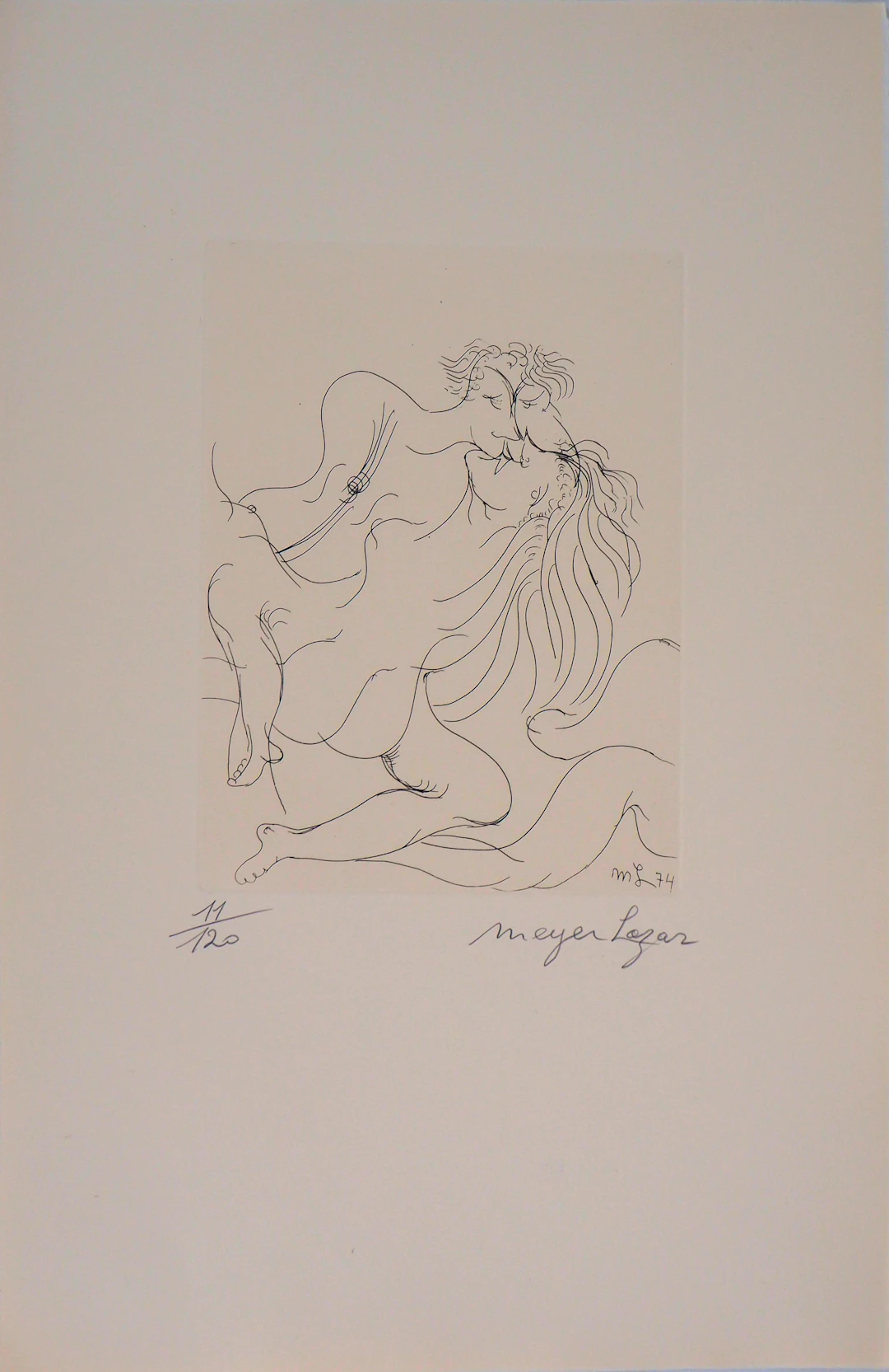 Meyer LAZAR : Amour renversant, Gravure originale signée