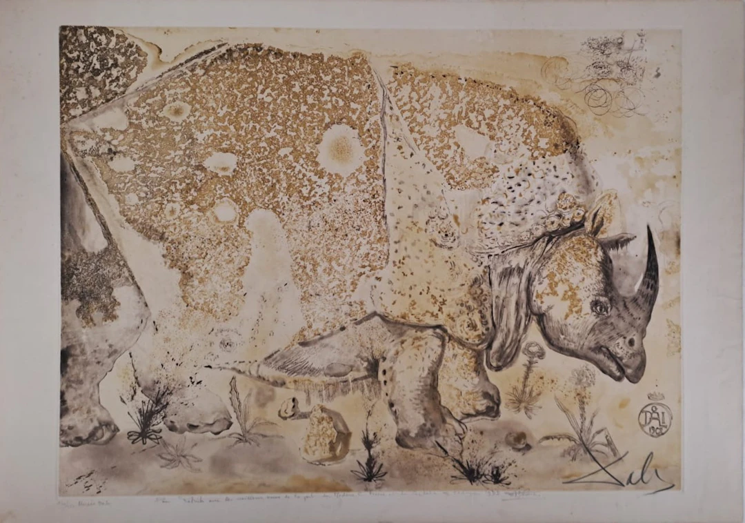 Salvador DALI - Rhinocéros - Gravure originale signée au crayon et numérotée
