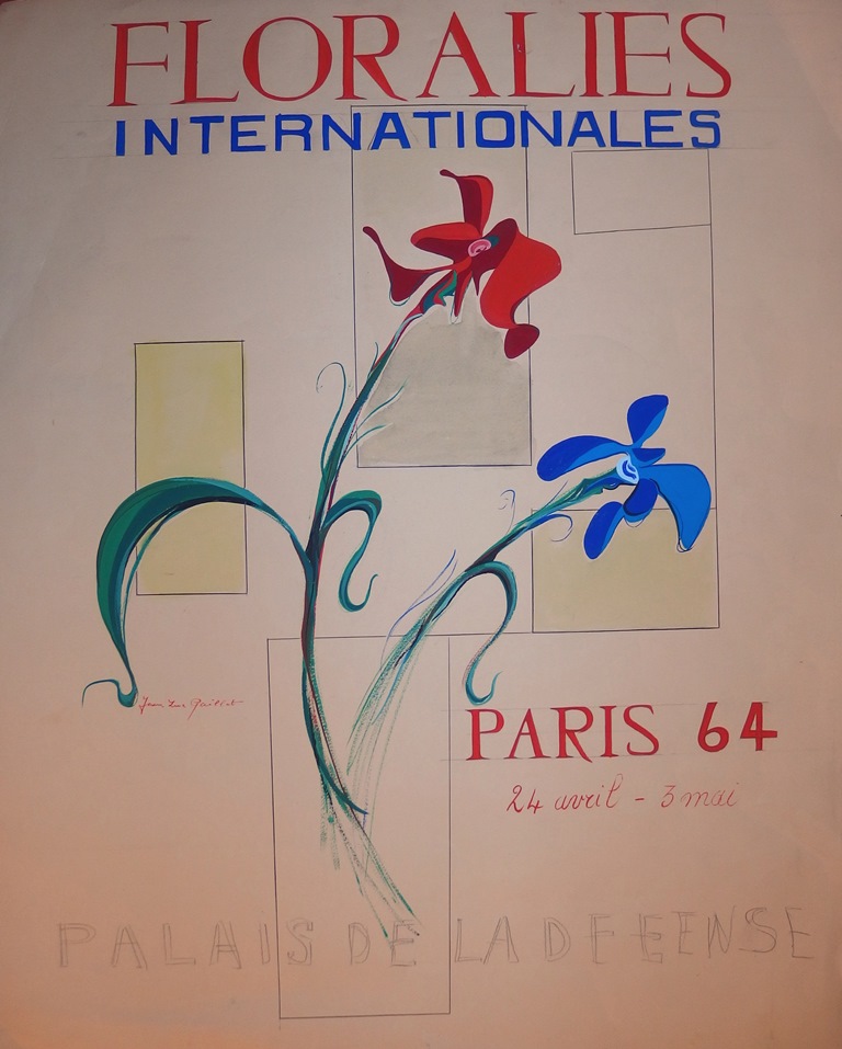 Jean-Luc GAILLET : Floralies Internationales, 1964 - Gouache originale