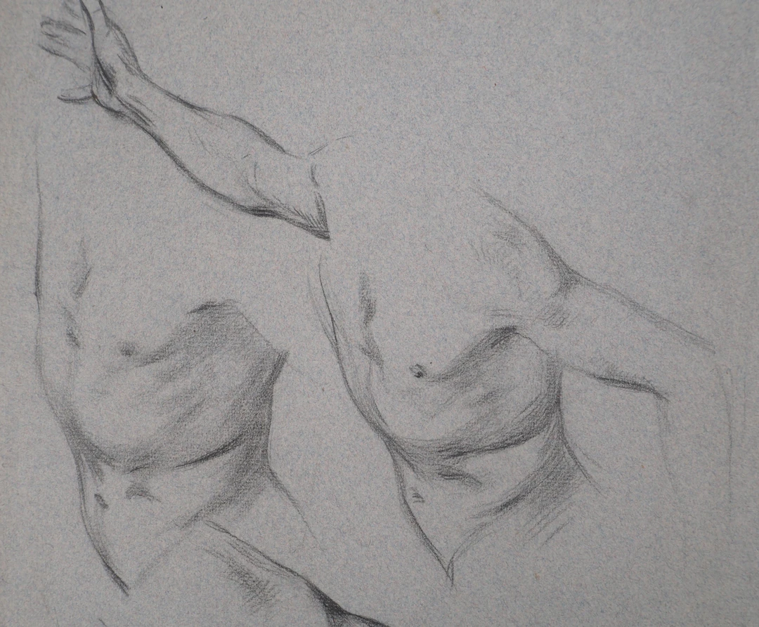 Léopold Franz KOWALSKI: Étude du torse, dessin original