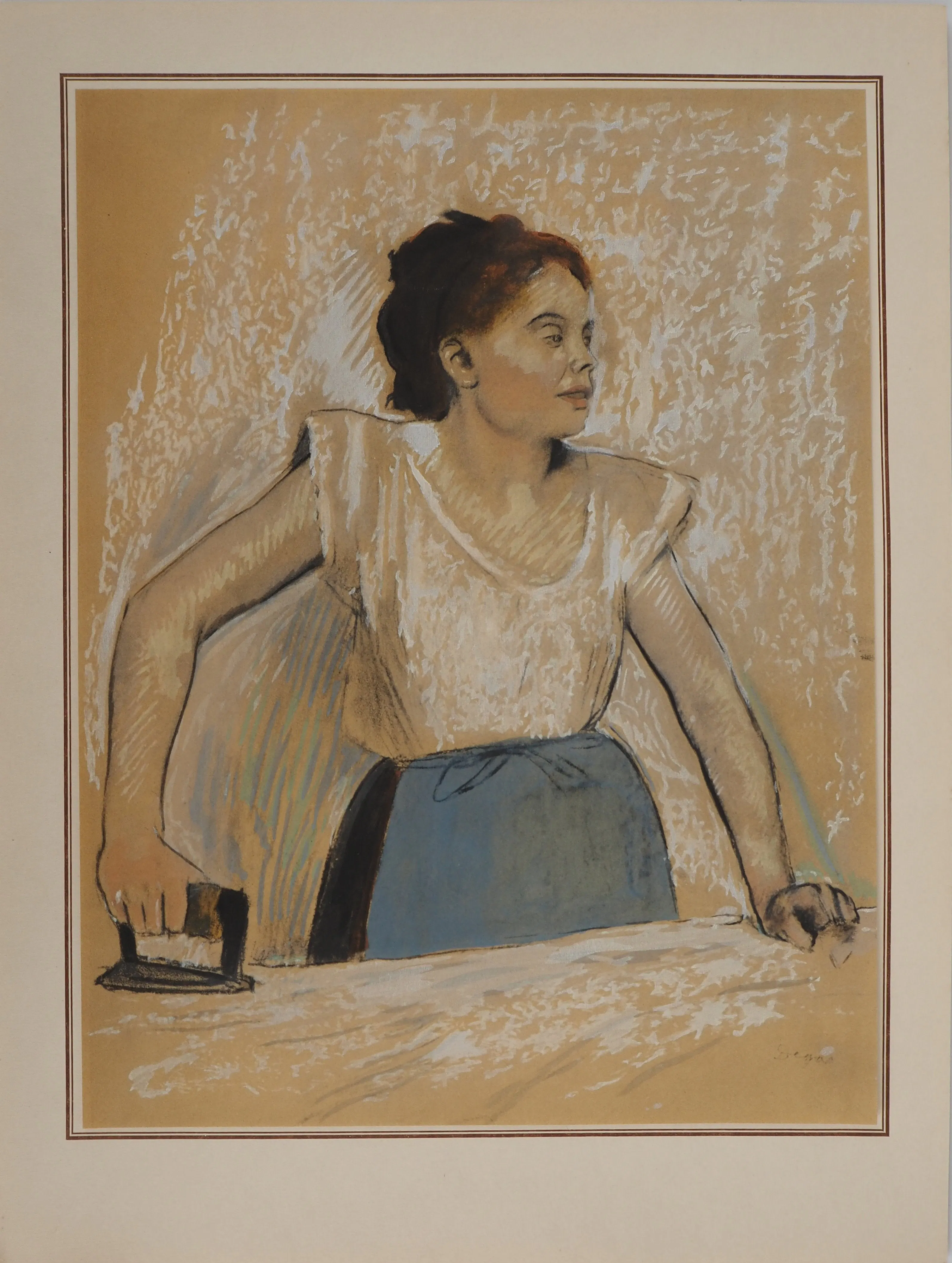 Edgar DEGAS : La repasseuse, Lithographie et pochoir signée