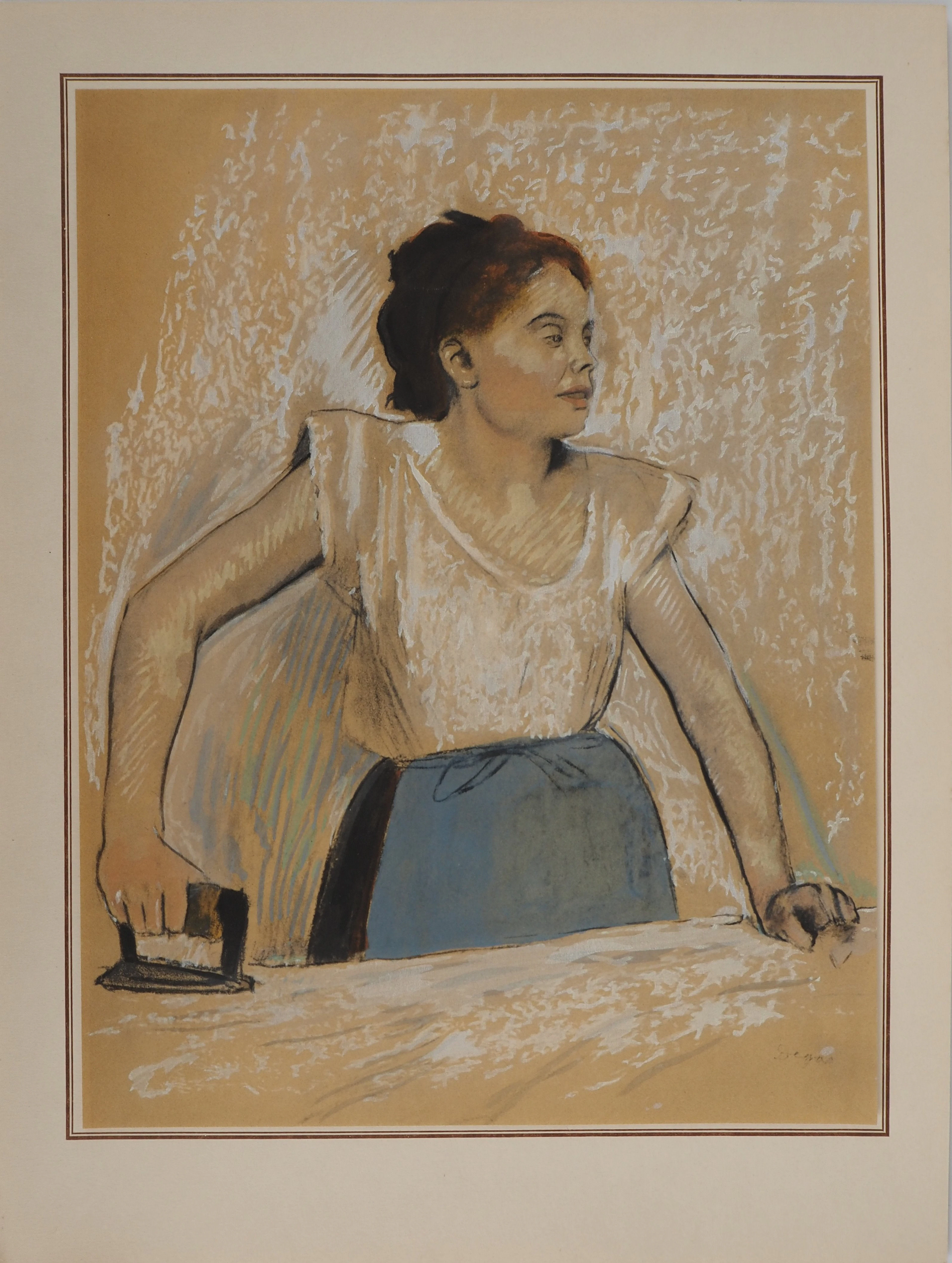 Edgar DEGAS : La repasseuse, Lithographie et pochoir signée