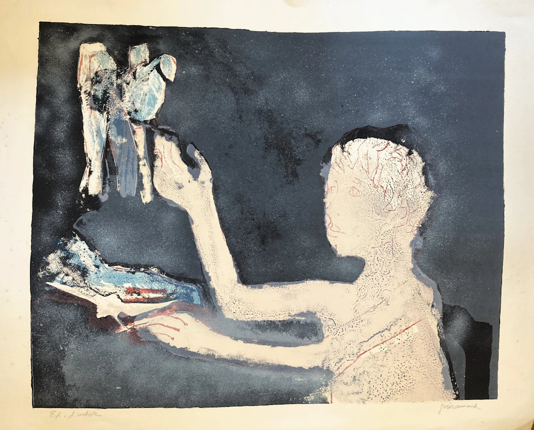 Paul GUIRAMAND - Conversation, lithographie originale signée