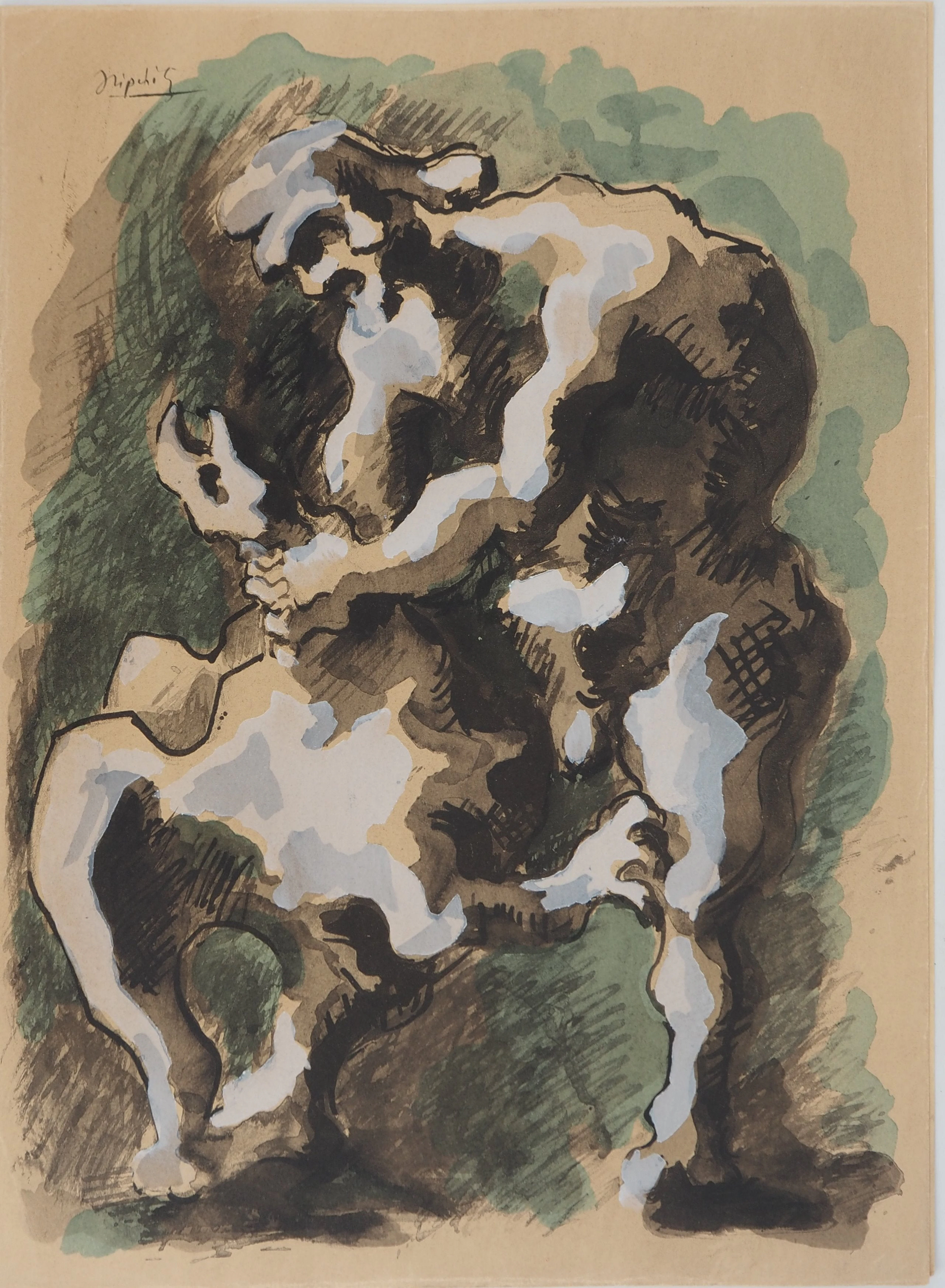 Jacques LIPCHITZ : La victoire de Prométhée, Lithographie originale, Signée