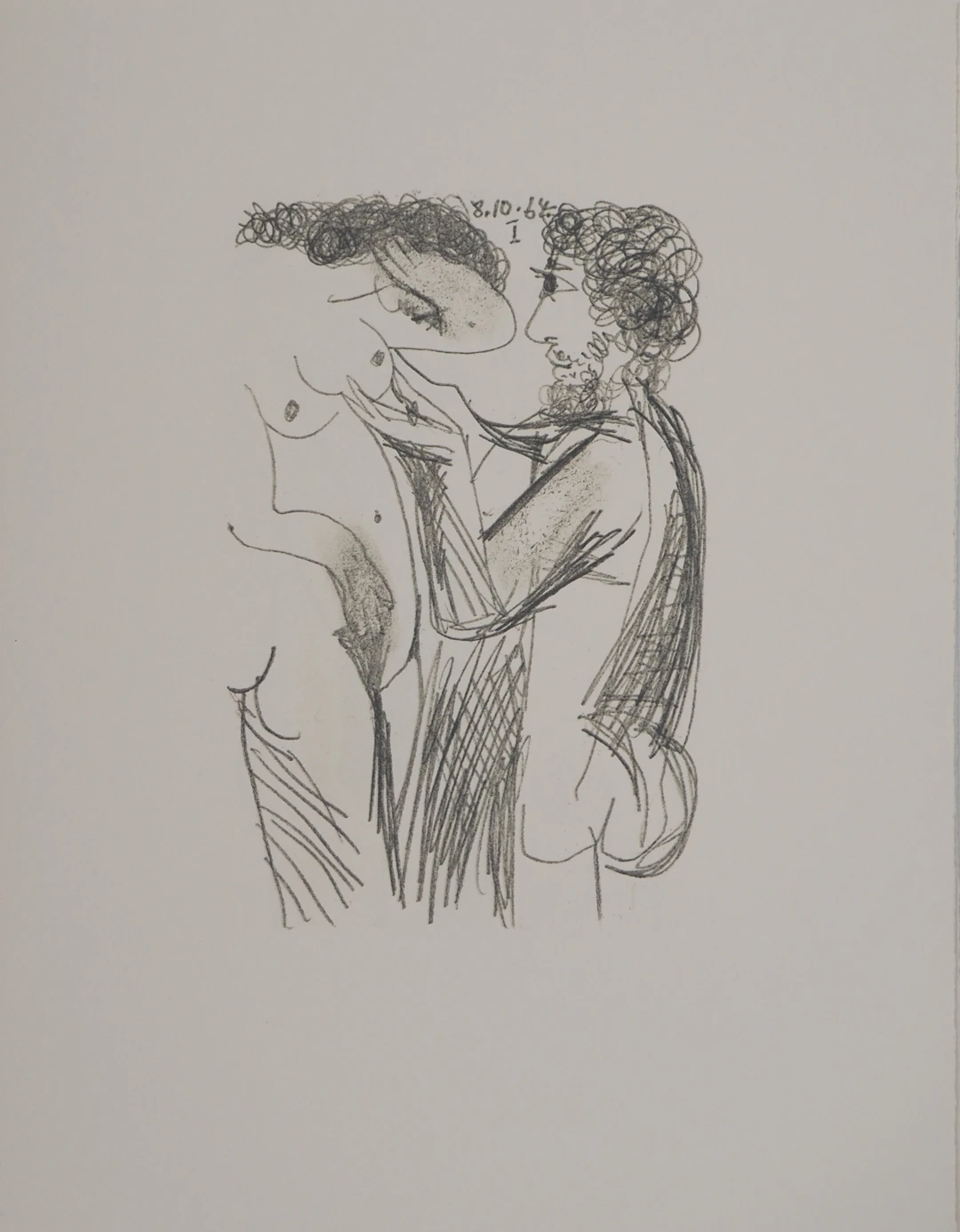 Pablo PICASSO : Le Goût du Bonheur, Couple amoureux, Lithographie