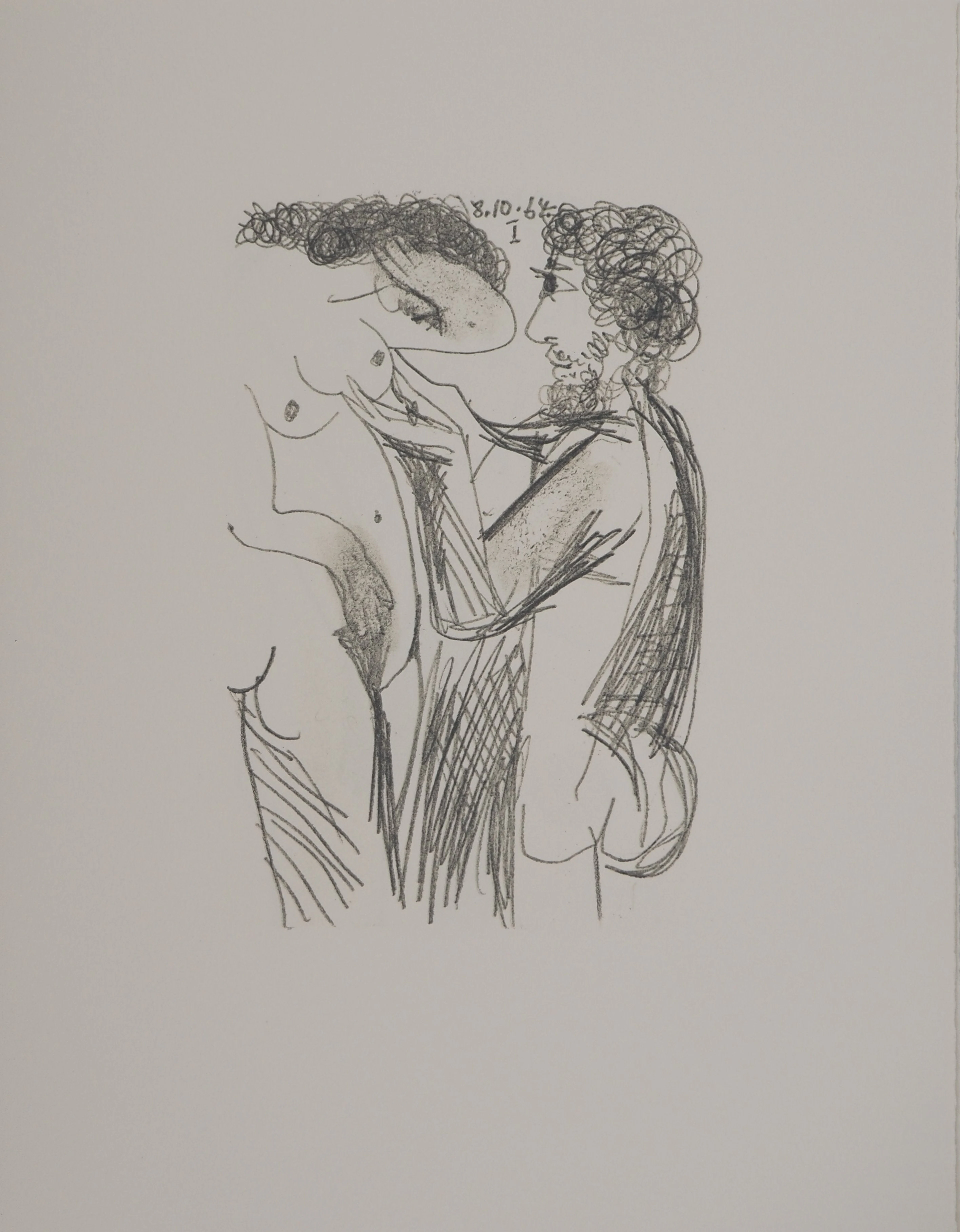 Pablo PICASSO : Le Goût du Bonheur, Couple amoureux, Lithographie
