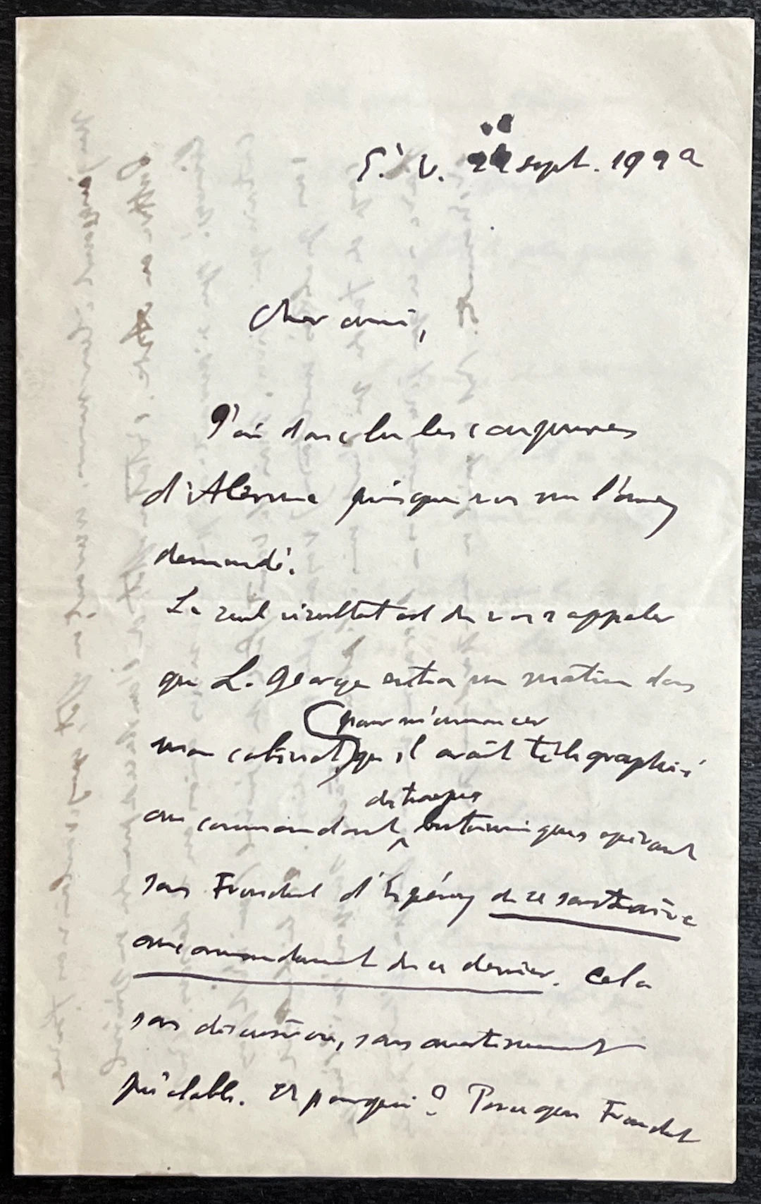 Georges CLEMENCEAU - Lettre autographe signée - Première Guerre Mondiale