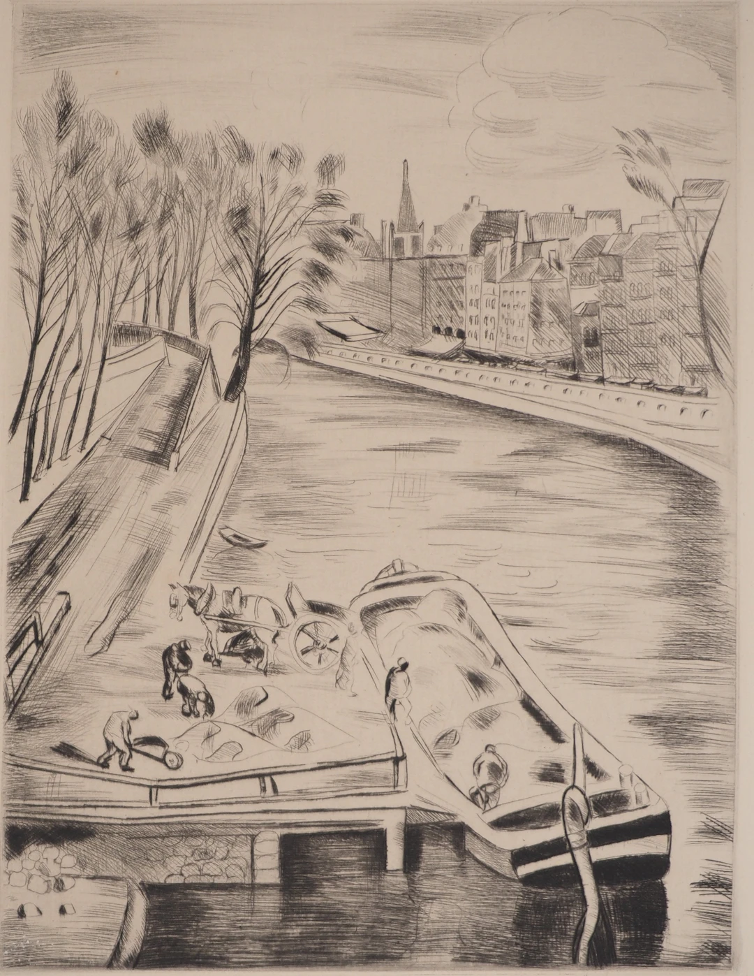 Edmond CERIA : Quai des Orfèvres, Gravure originale