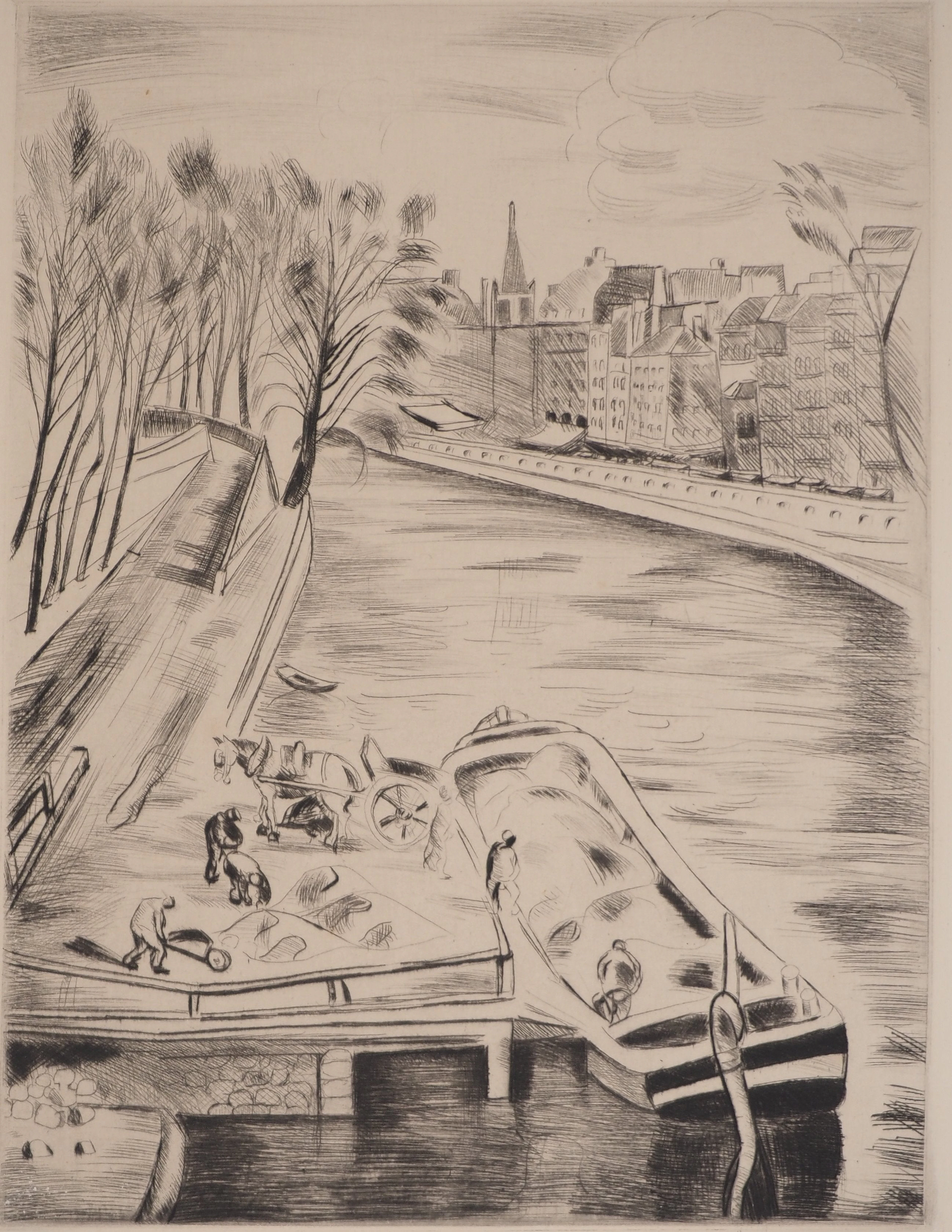 Edmond CERIA : Quai des Orfèvres, Gravure originale