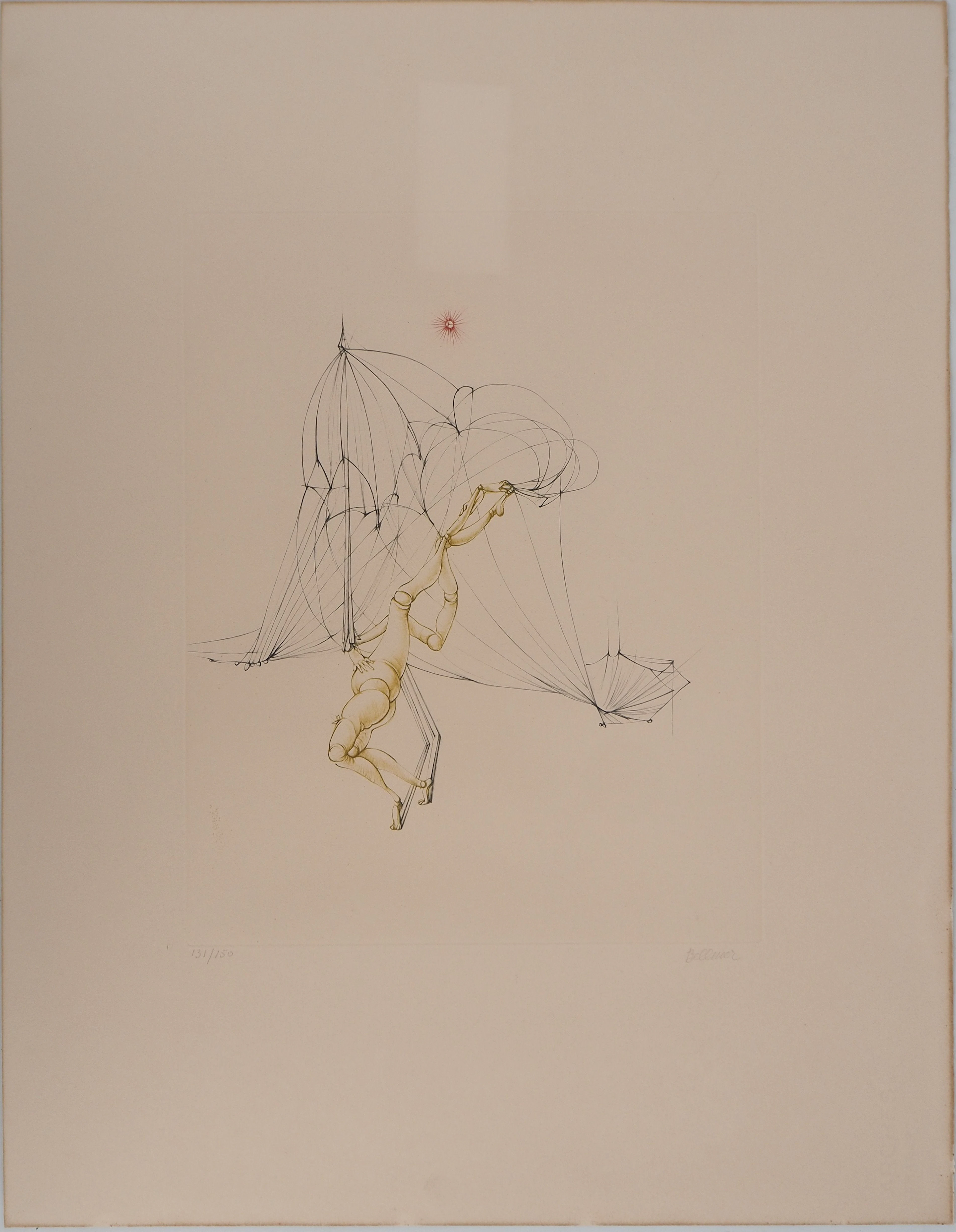 Hans BELLMER : Pantin pris dans un filet, Gravure originale signée