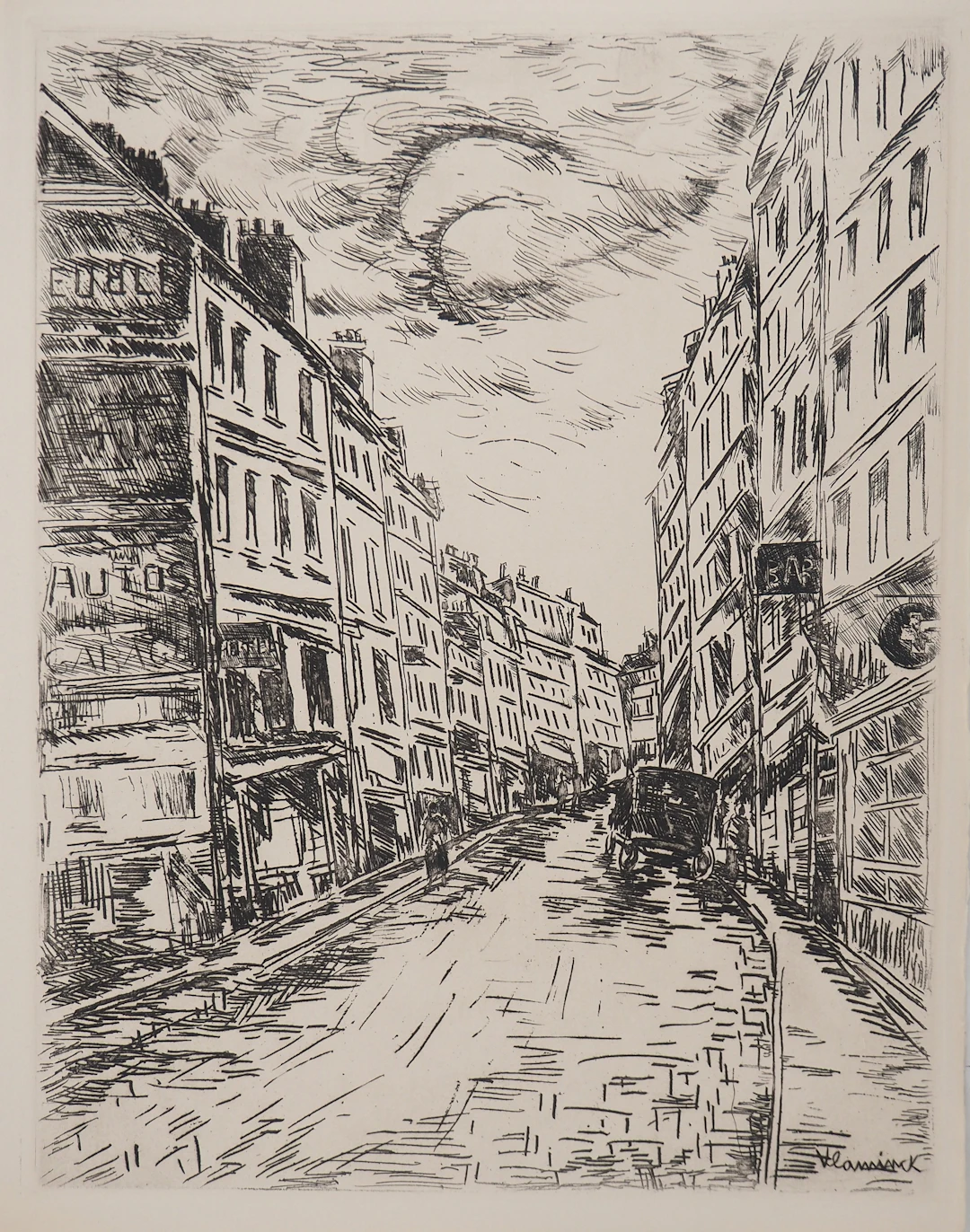 Maurice DE VLAMINCK : Rue vers Montparnasse, Gravure originale signée