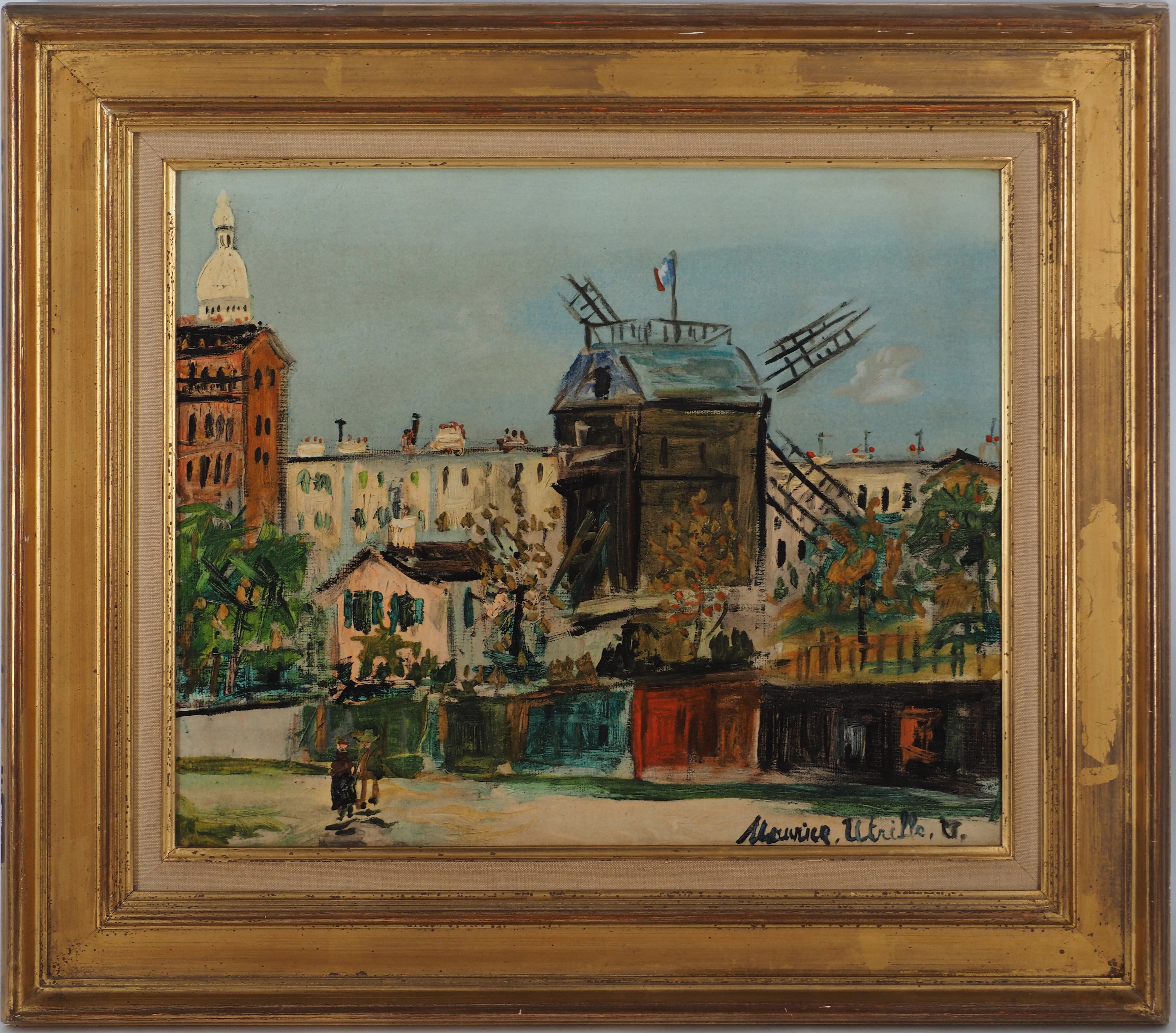 Maurice UTRILLO : Montmartre, Moulin de la Galette - Lithographie sur toile