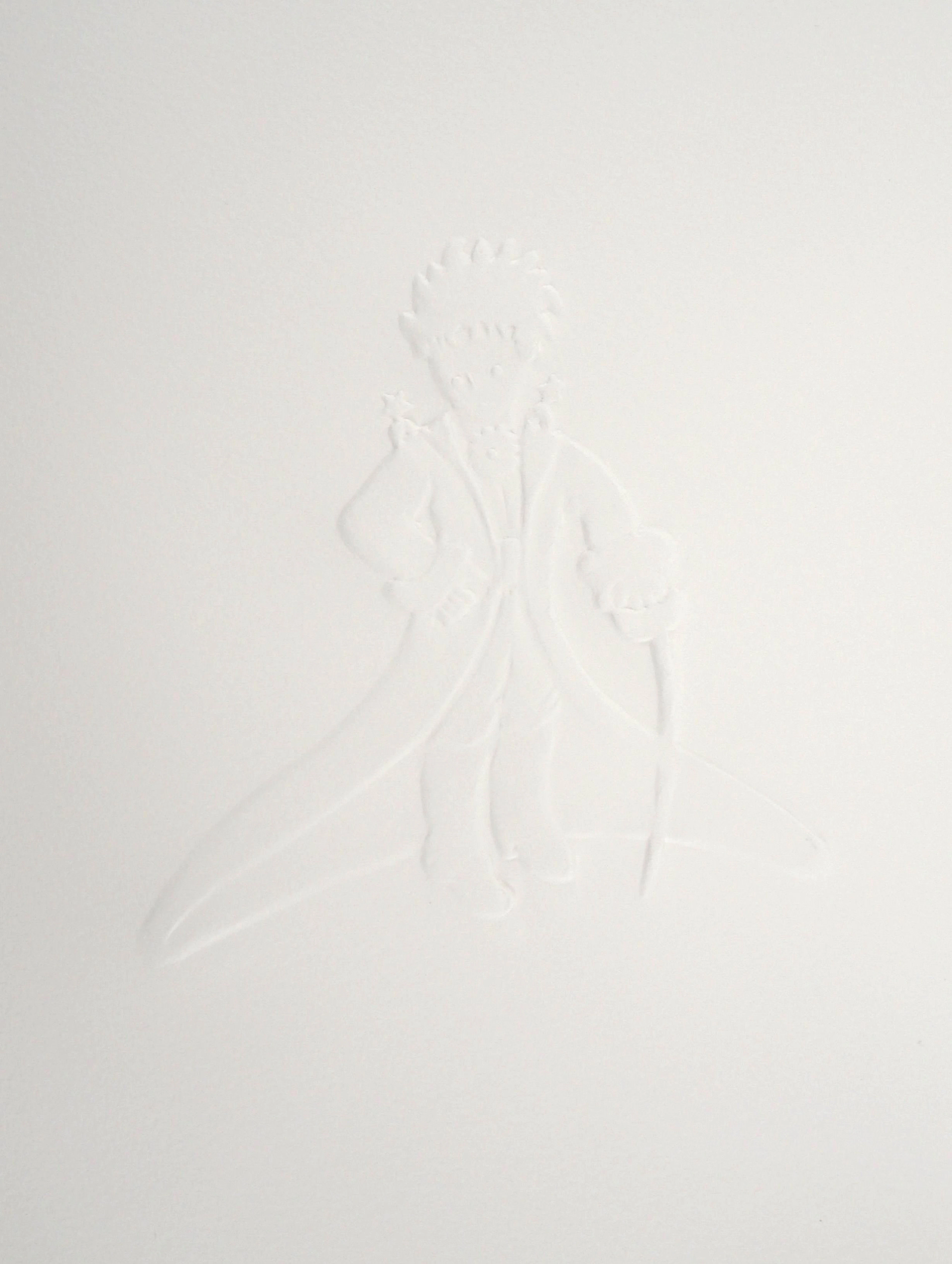 Antoine DE SAINT-EXUPERY : Petit prince en tenue royale - Gravure sur bois
