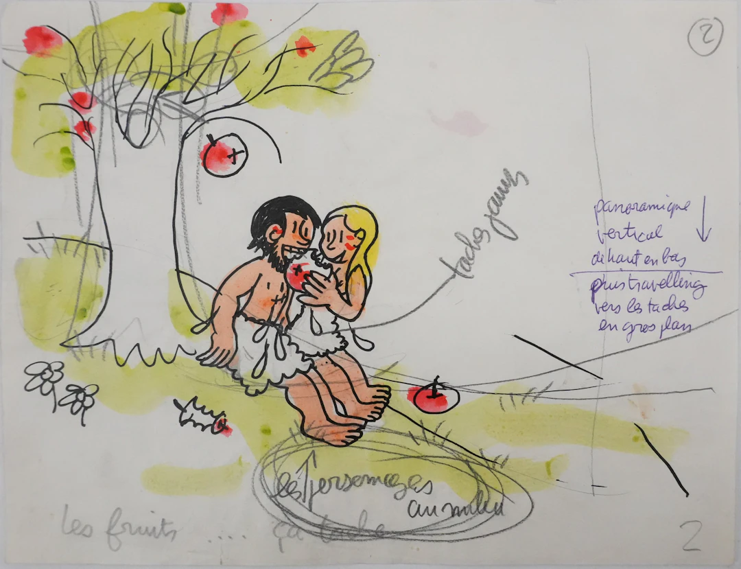 Jean EFFEL : Teinturier, Les fruits, Aquarelle originale
