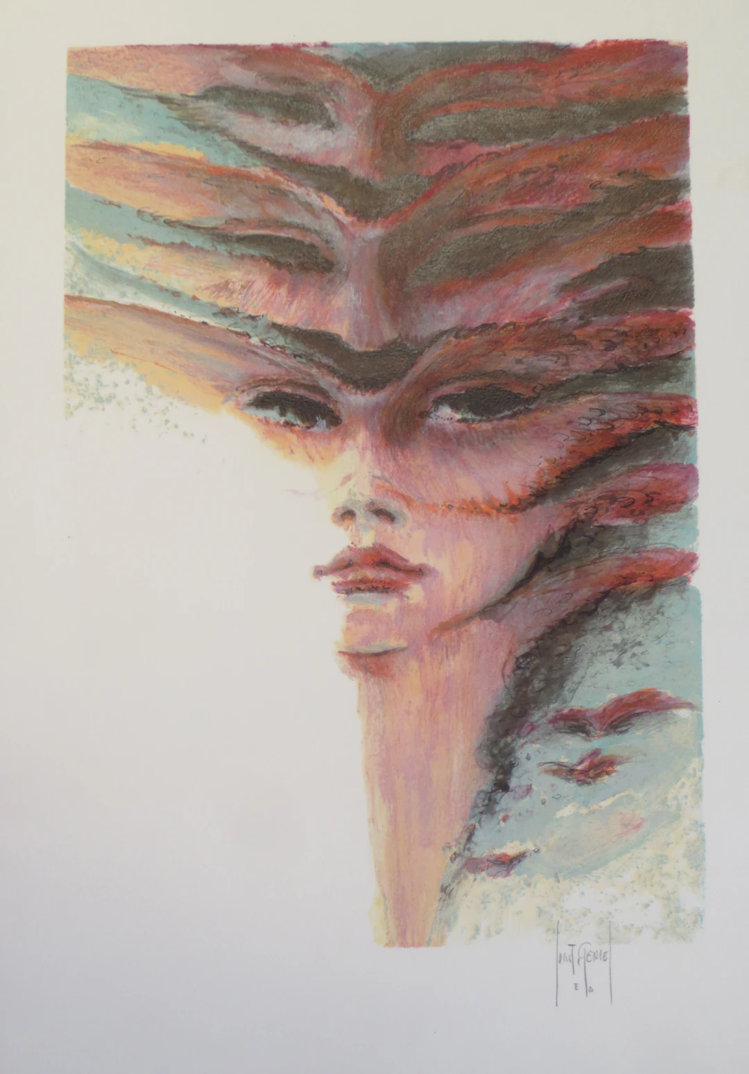 Francis SAINT-GENIES - Le masque - Lithographie signée au crayon