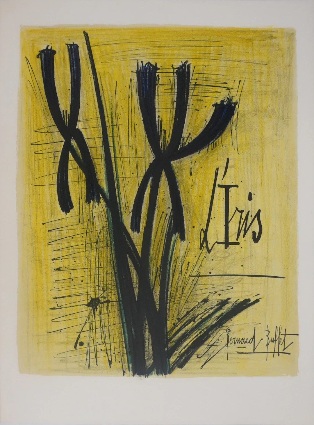Bernard BUFFET : L’iris, Lithographie originale signée