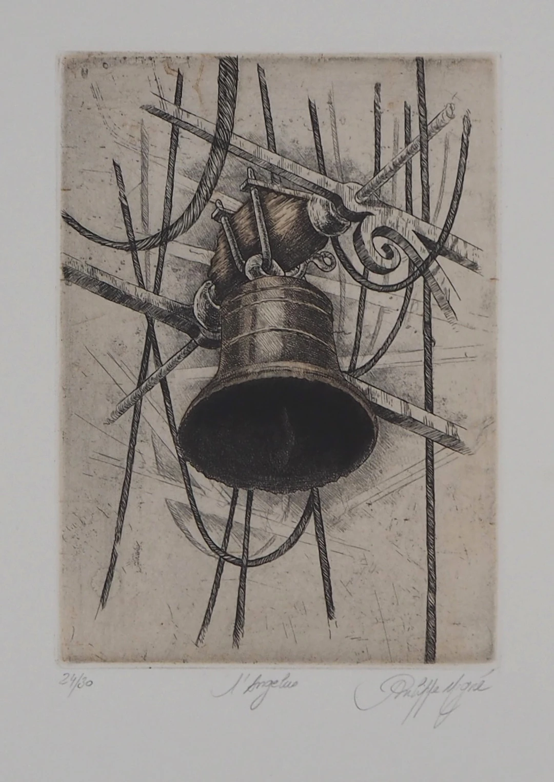 Philippe MIGNE : L’Angelus - Gravure originale signée au crayon