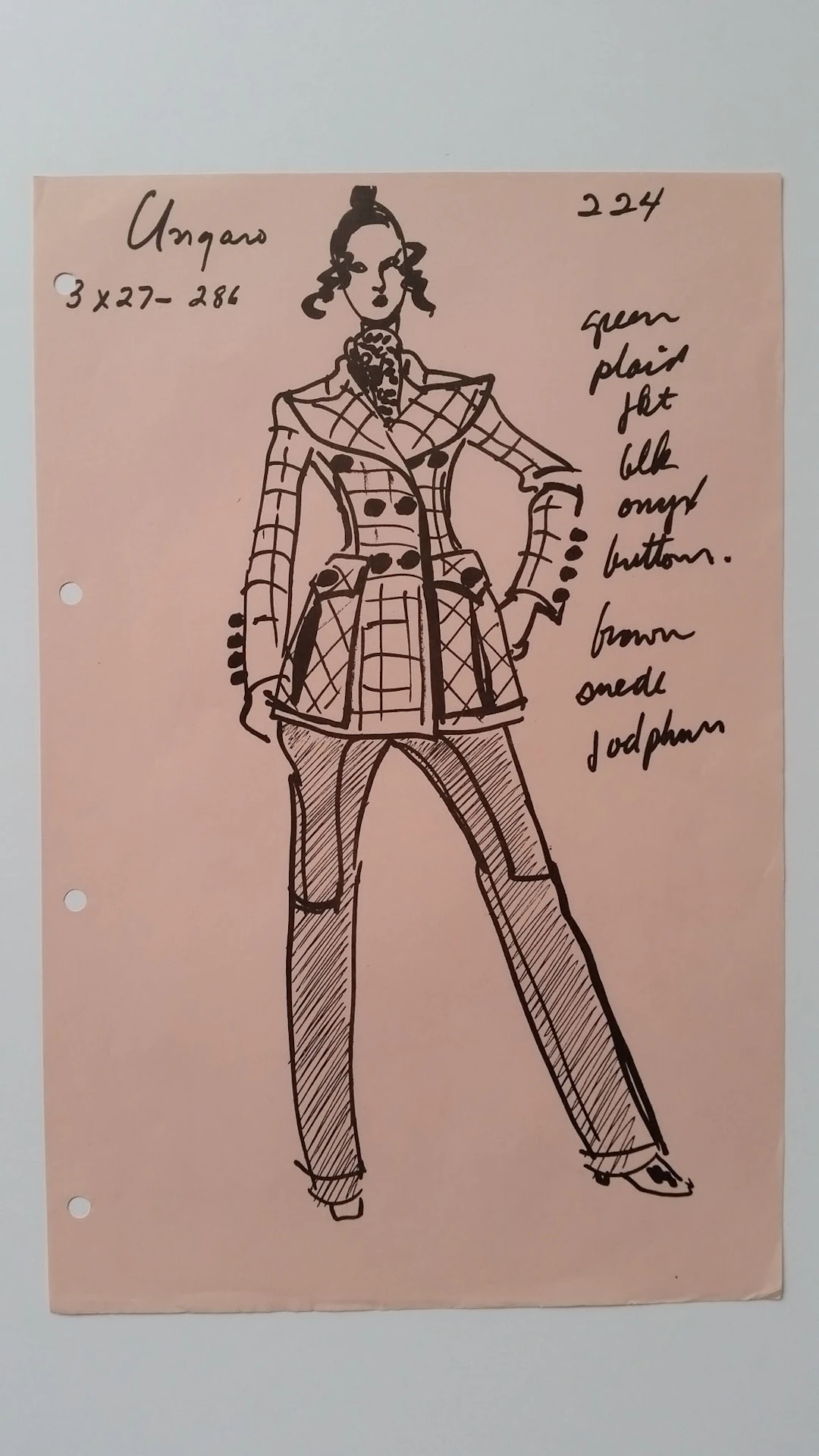 Emanuel Ungaro -Tailleur et pantalon, Croquis