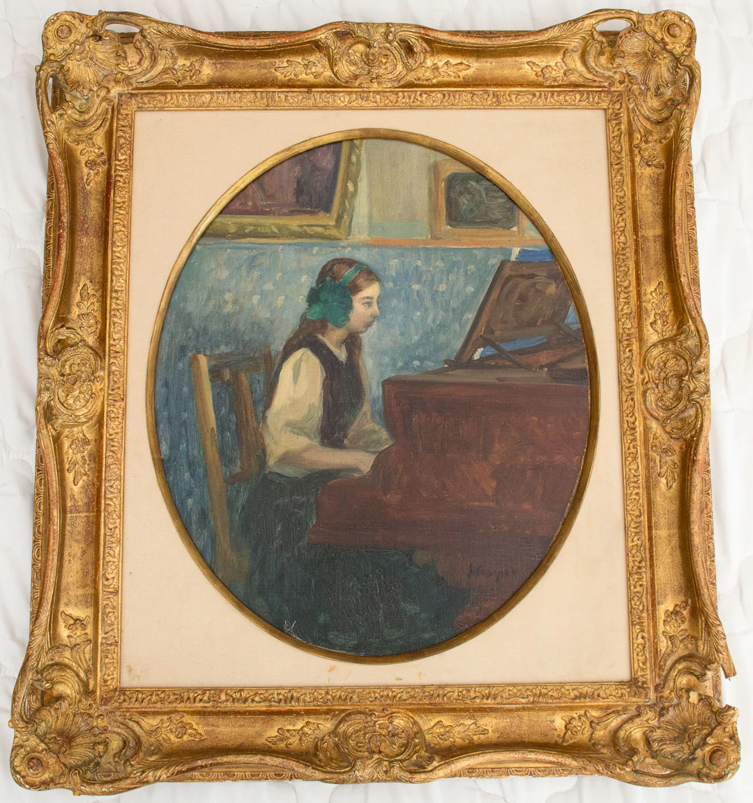 Henri Lebasque - Huile sur toile - 1912 - La fille du peintre au piano