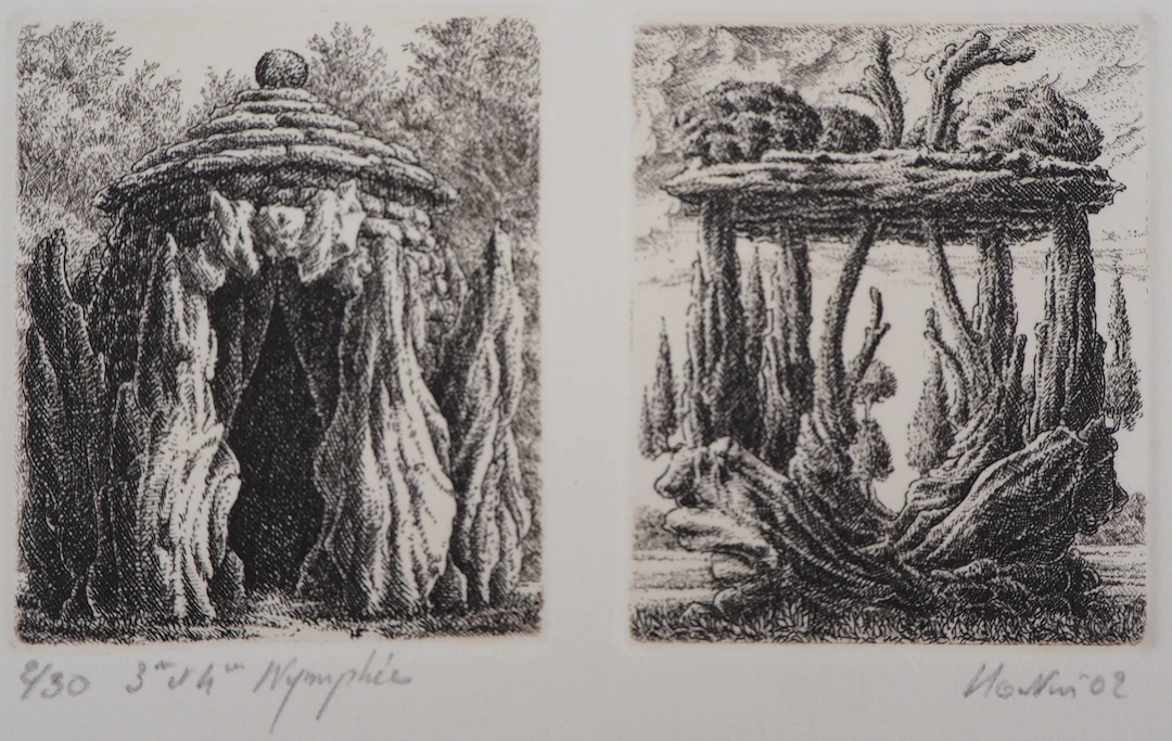 François HOUTIN : 3e et 4ème nymphées - Gravure Originale Signée