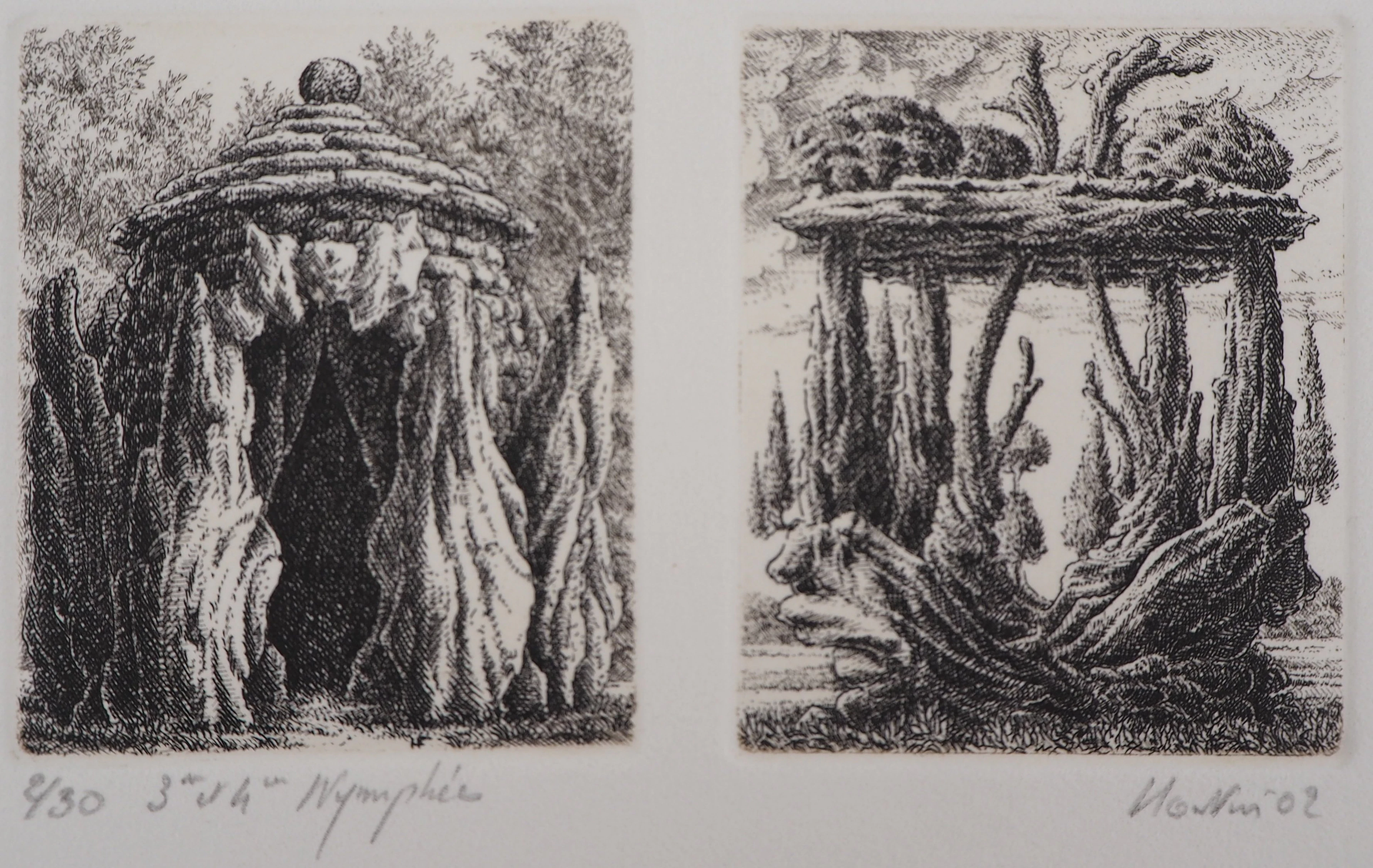 François HOUTIN : 3e et 4ème nymphées - Gravure Originale Signée