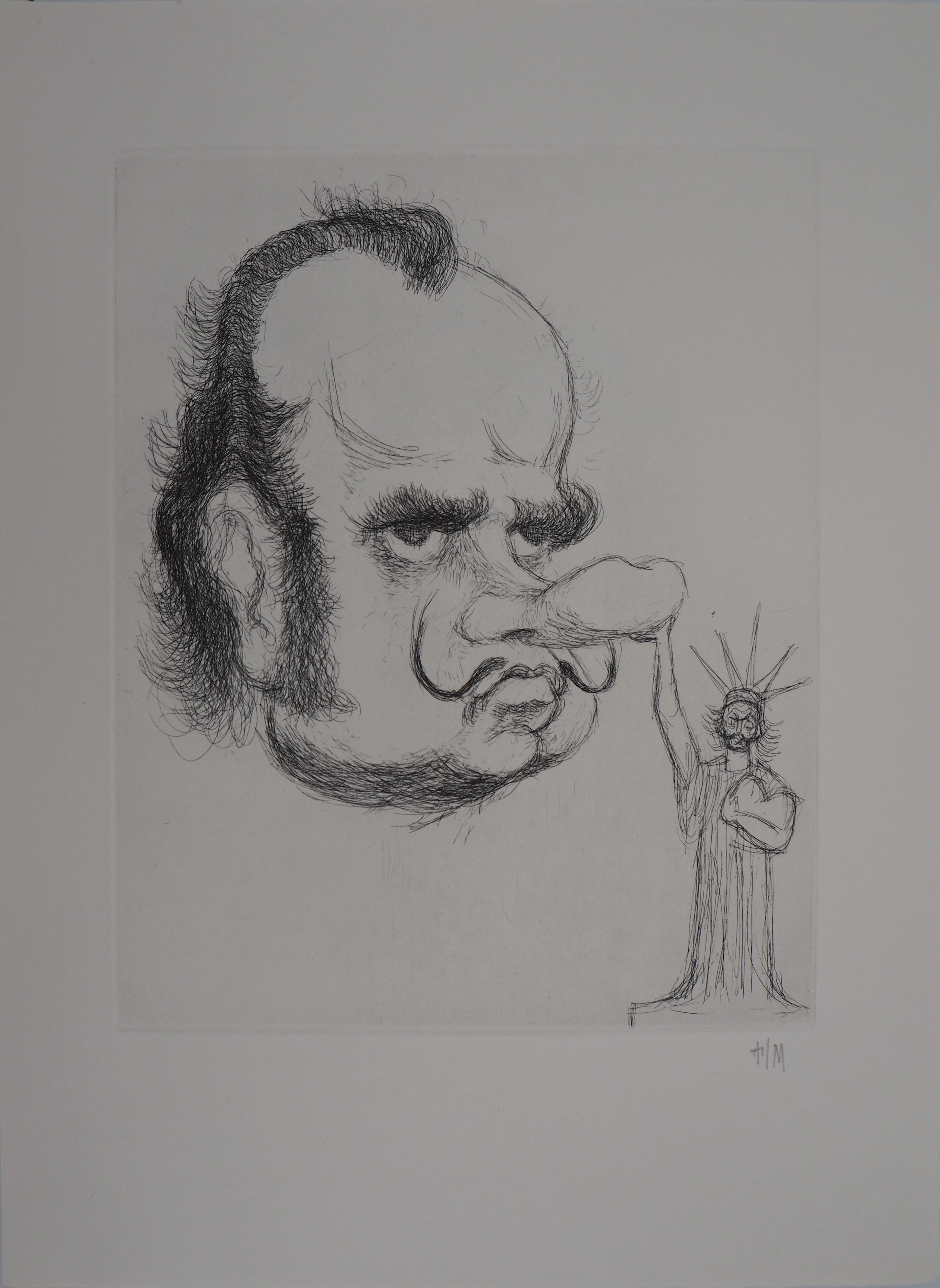 TIM : Dali en Richard Nixon - Gravure originale signée