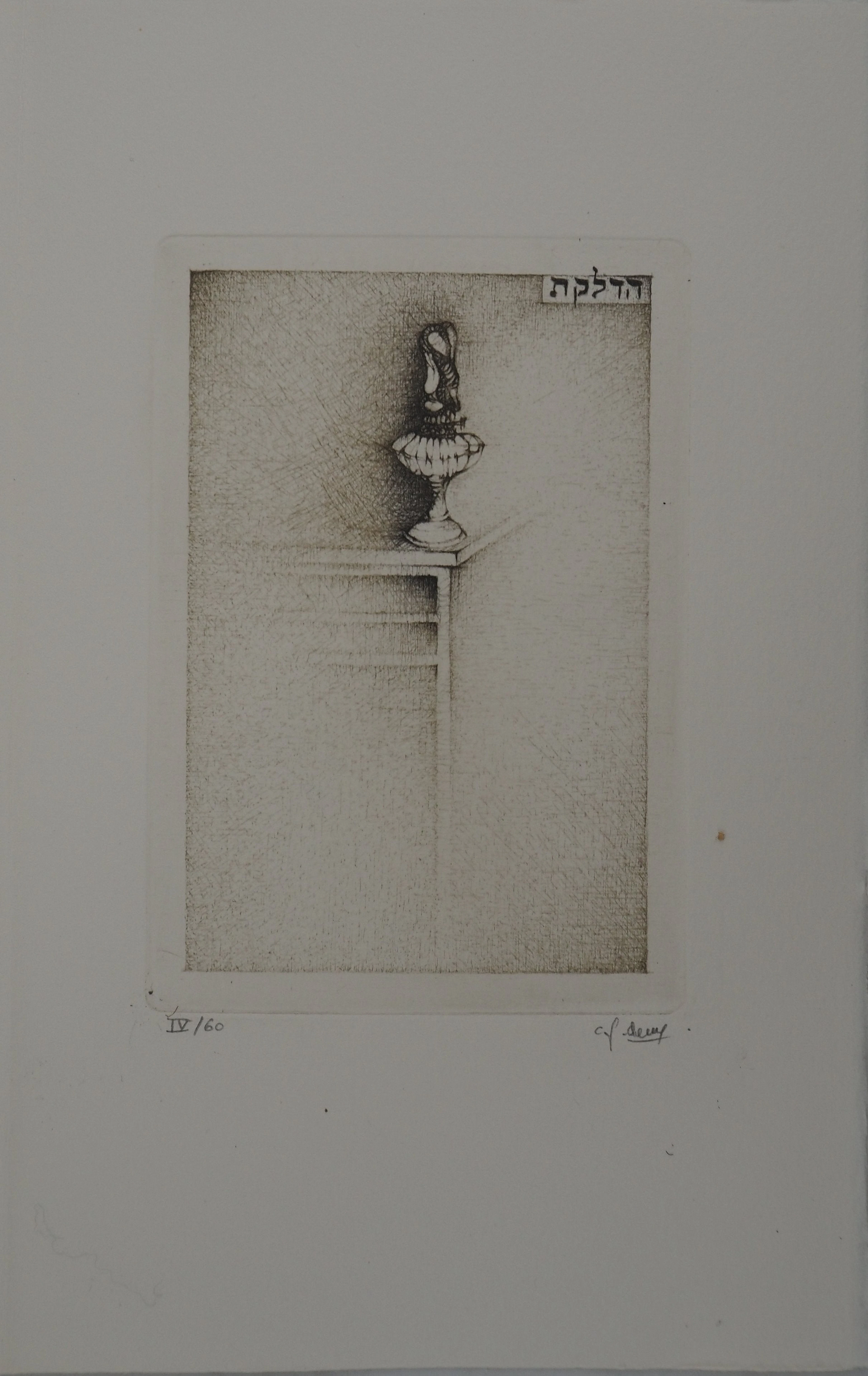 Fred DEUX : Lampe noire, Gravure originale signée